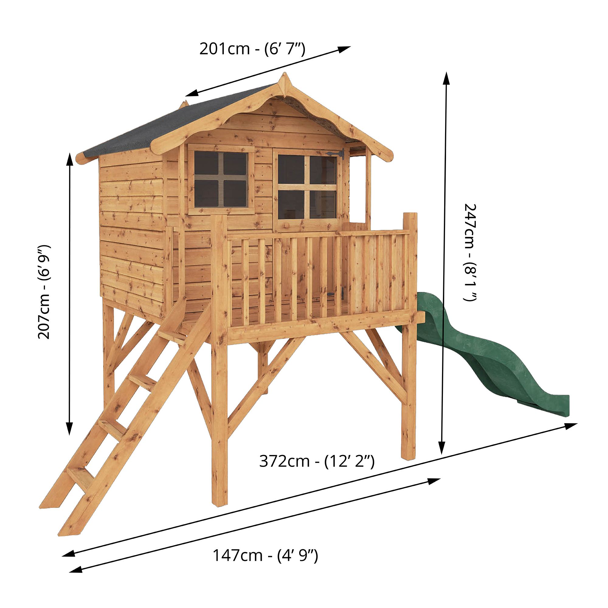 12x6 Poppy Timber Tower slide playhouse Assembly service included