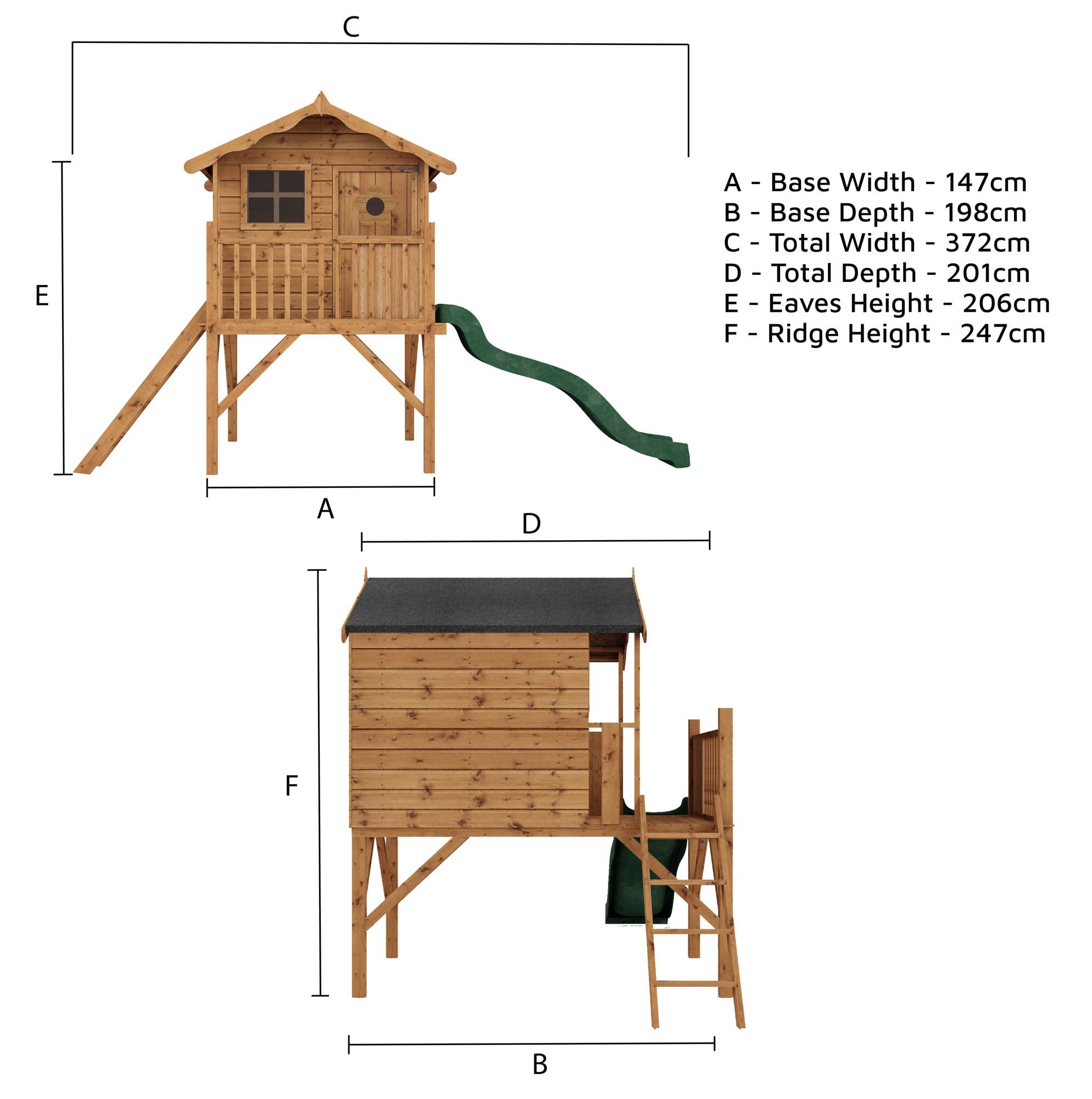 Mercia 12x6 Tulip Timber Tower slide playhouse Assembly service included