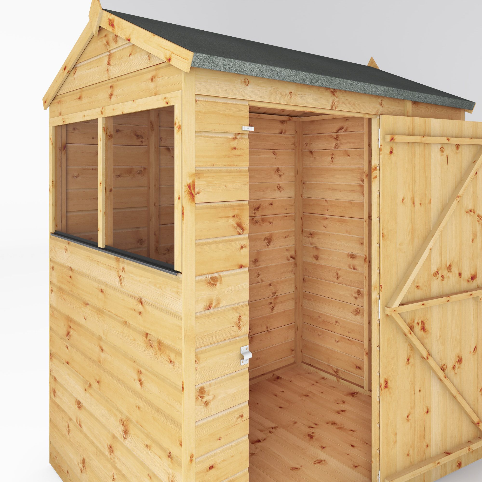 Mercia 6x4 ft Reverse apex Wooden Shed with floor & 2 windows