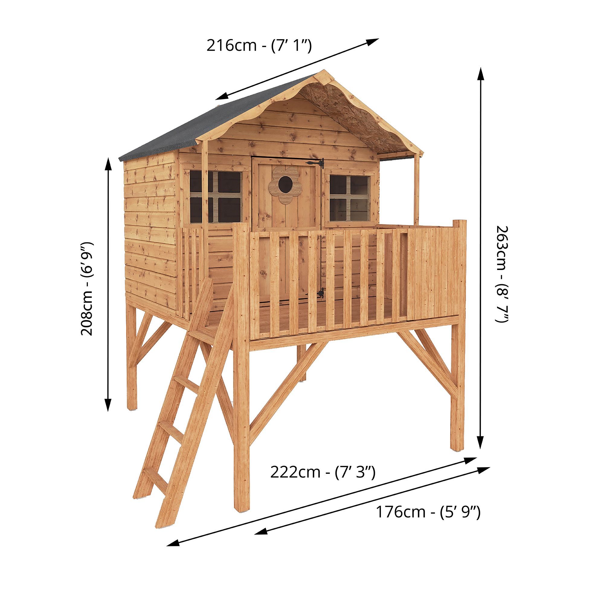 Mercia 7.5x7 Honeysuckle Apex Shiplap Tower playhouse - Assembly service included