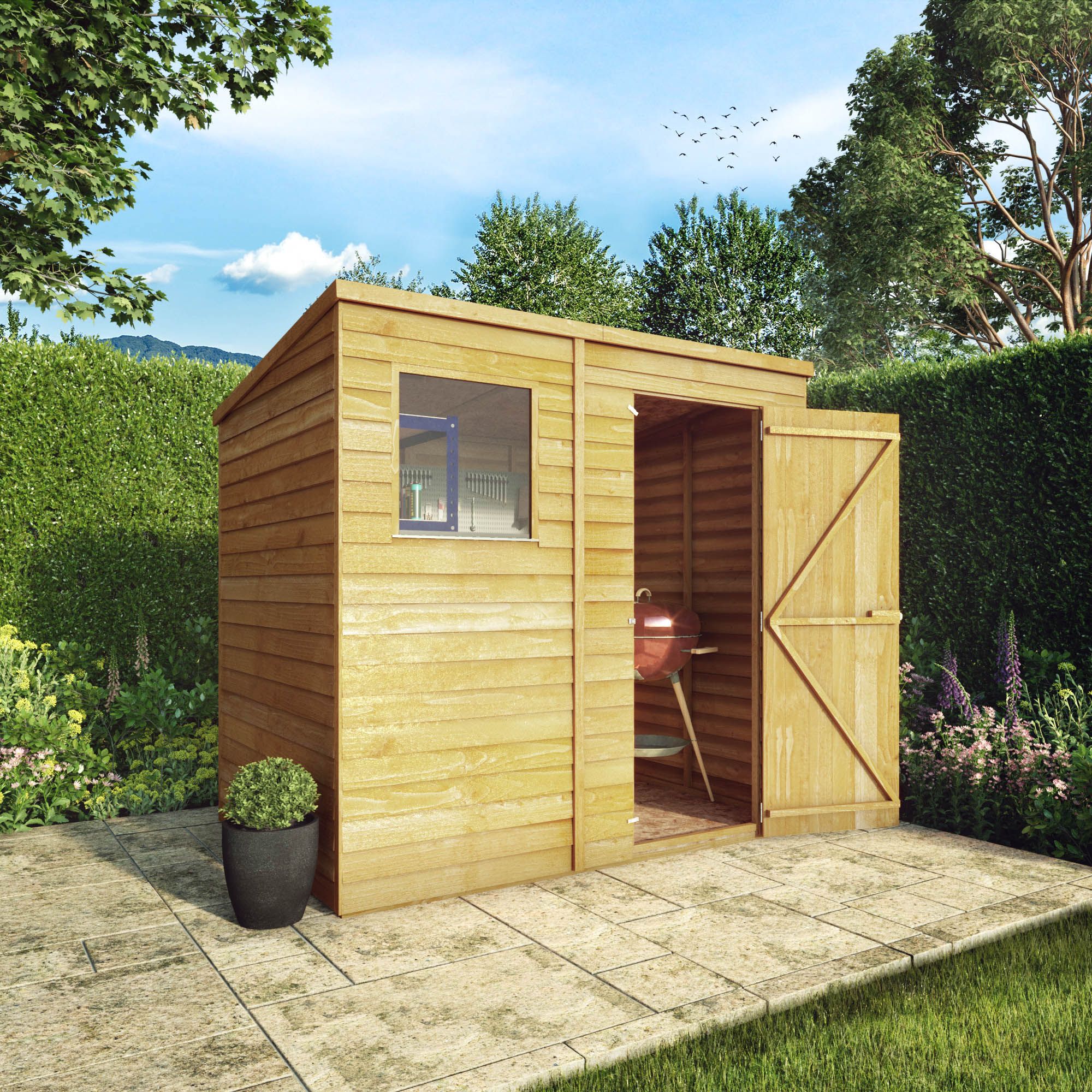 Mercia 7x5 ft Pent Wooden Shed with floor & 1 window