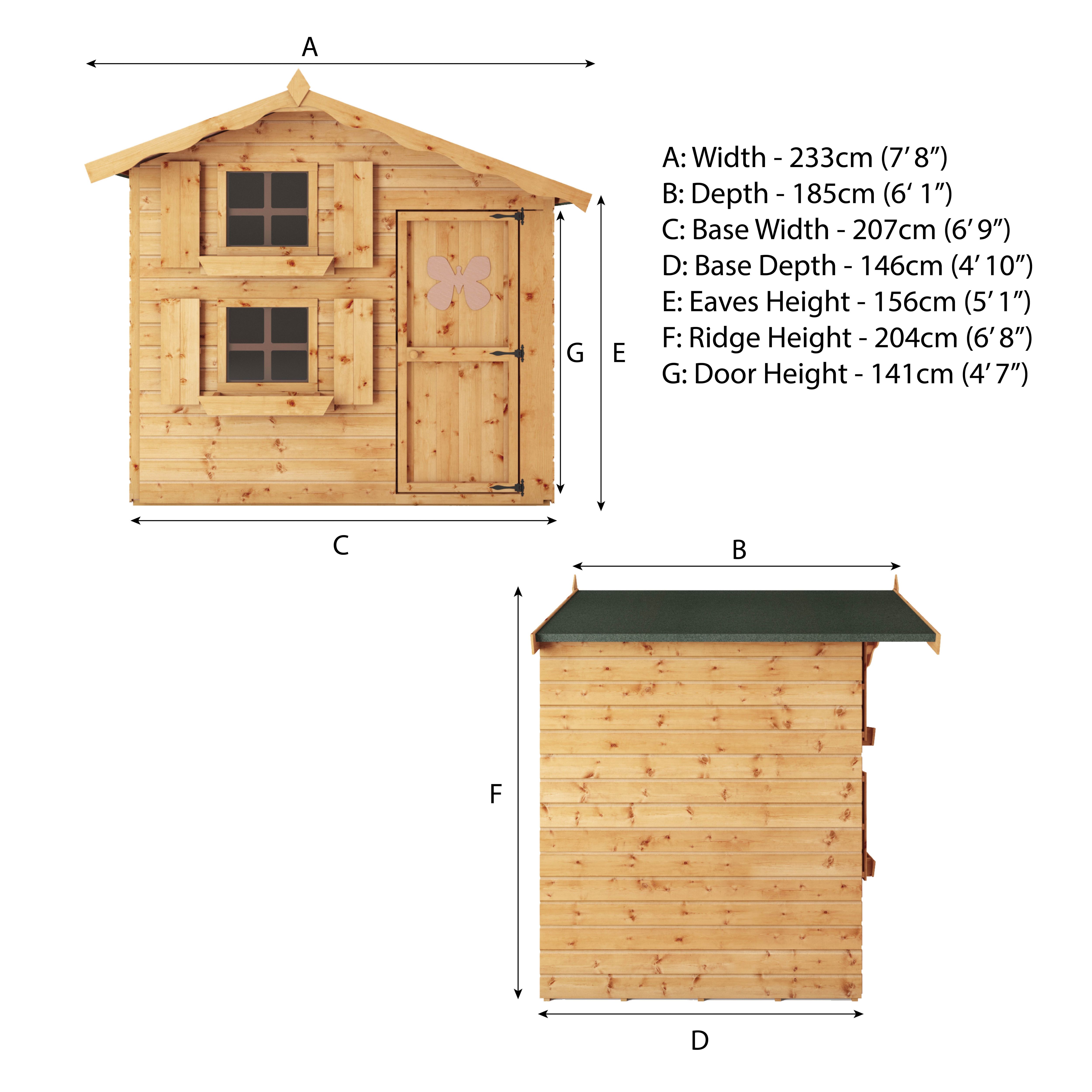 Mercia 7x5 ft Snowdrop European softwood Playhouse Assembly required