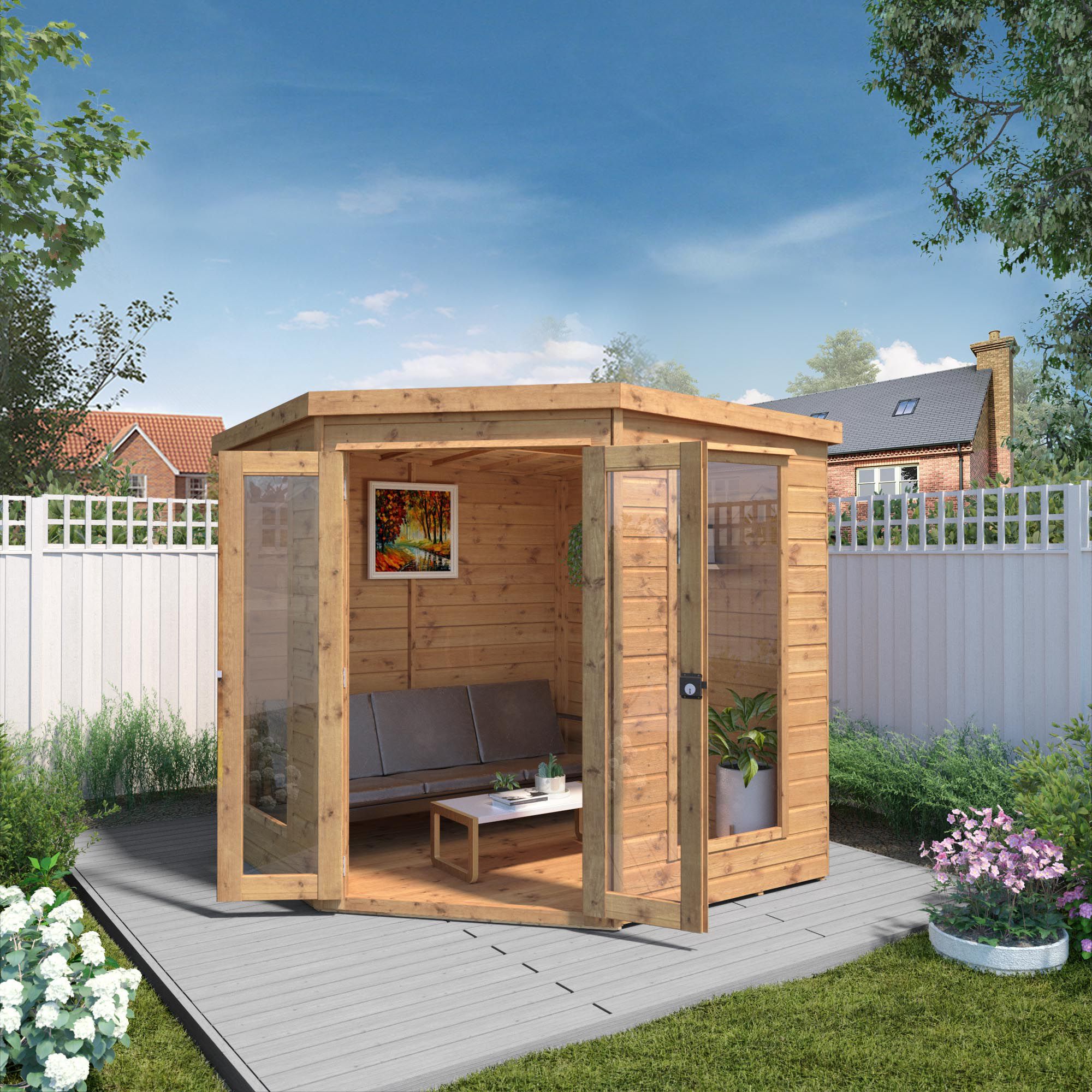 Mercia 7x7 ft with Double door & 2 windows Pent Wooden Summer house