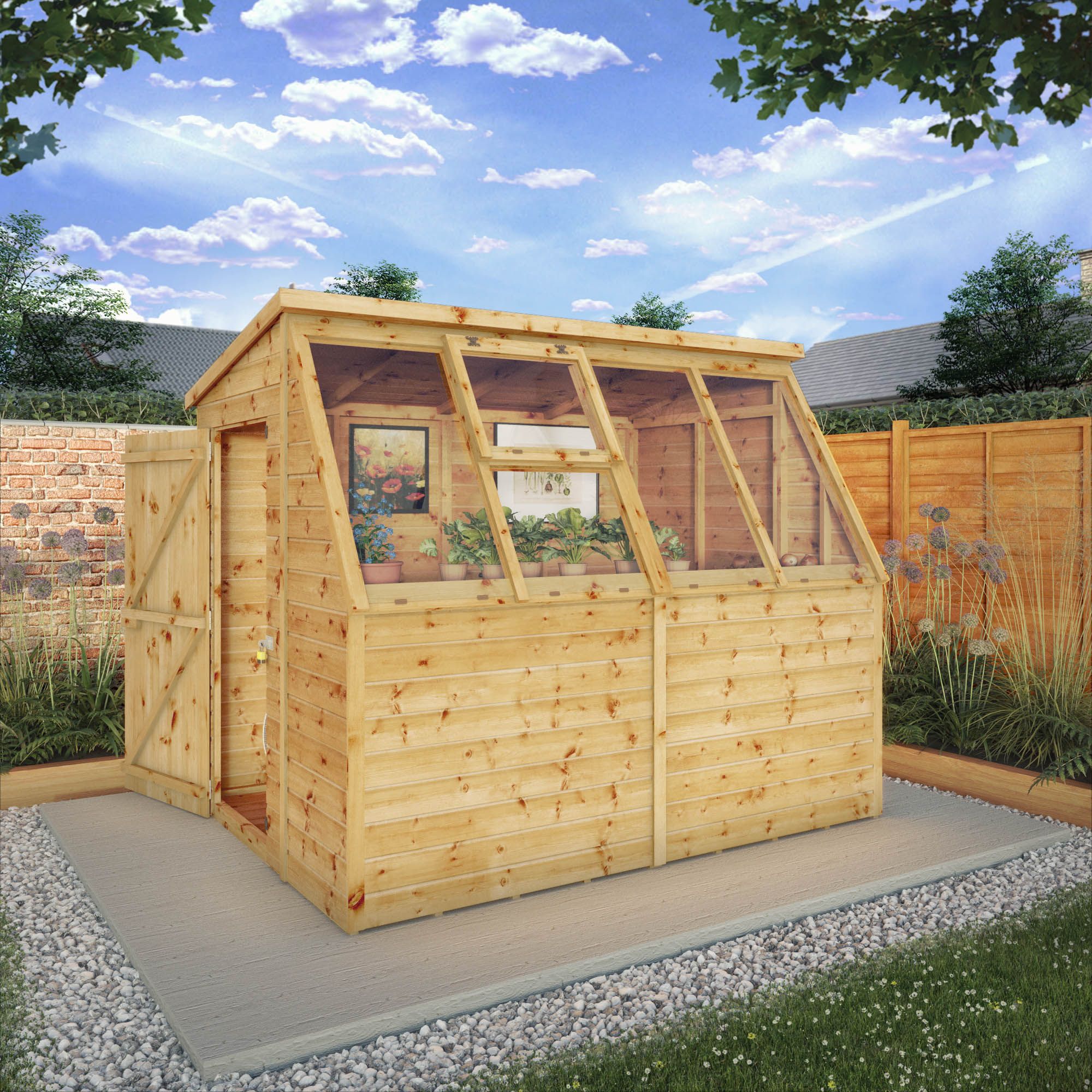 Mercia 8x6 ft Pent Wooden Potting shed with floor & 5 windows DIY at B&Q