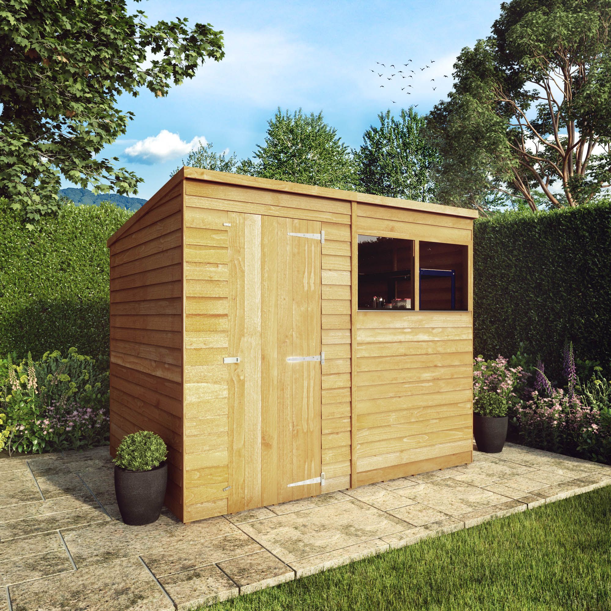 Mercia 8x6 ft Pent Wooden Shed with floor & 2 windows