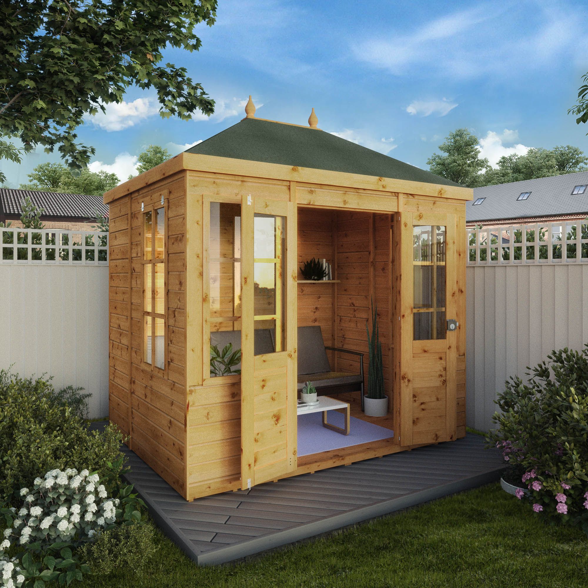 Mercia Clover 8x6 ft with Double door & 2 windows Hip Wooden Summer house