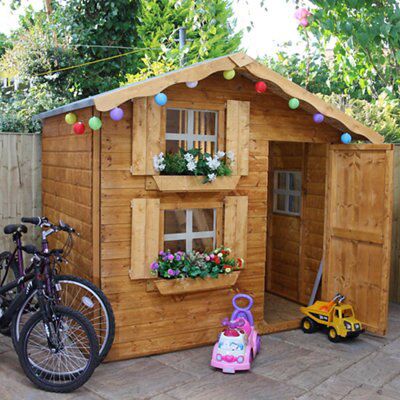 Wooden wendy sale house b&q