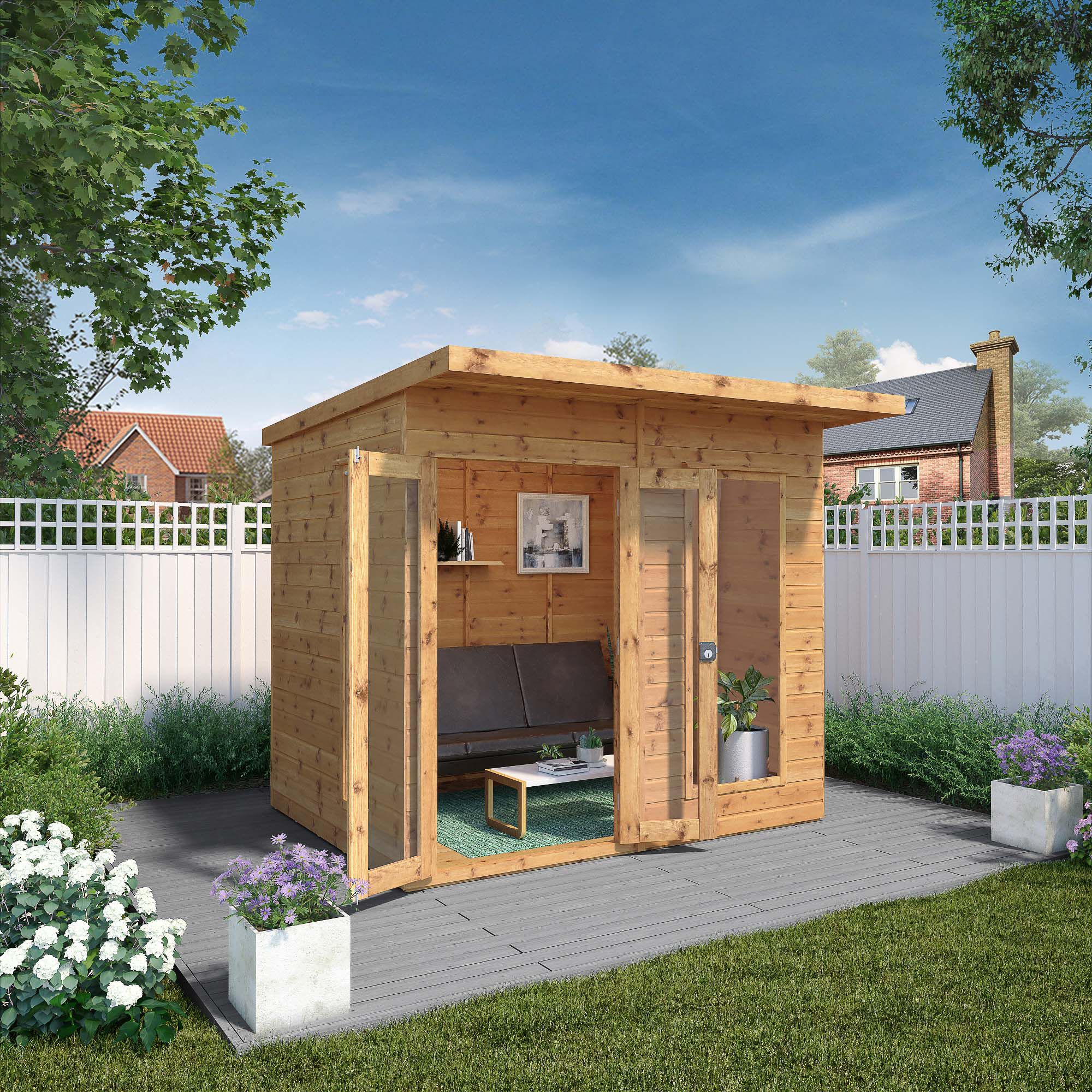 Mercia Maine 8x6 ft with Double door & 1 window Pent Wooden Summer house