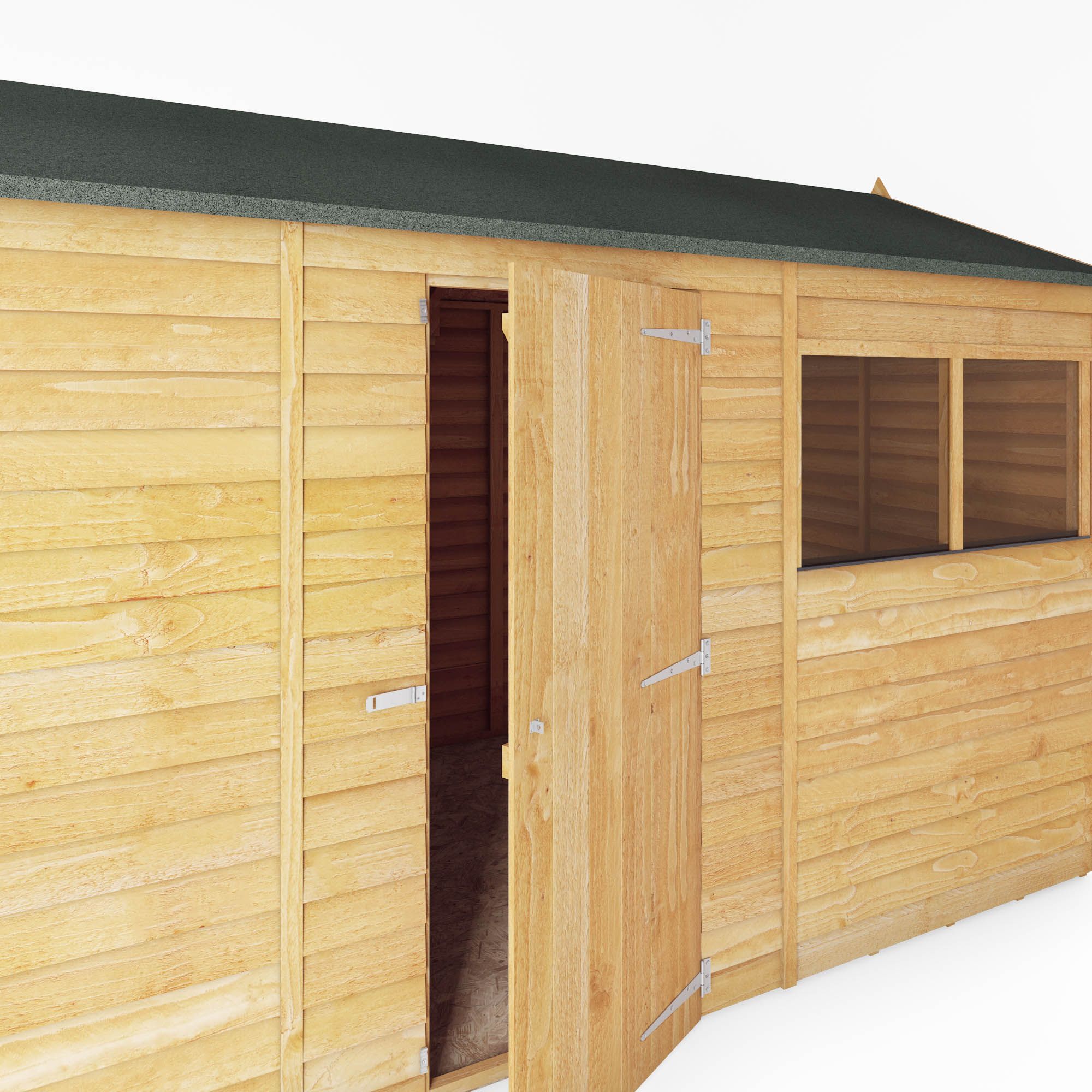 Mercia Overlap 10x6 ft Reverse apex Wooden Shed with floor & 2 windows