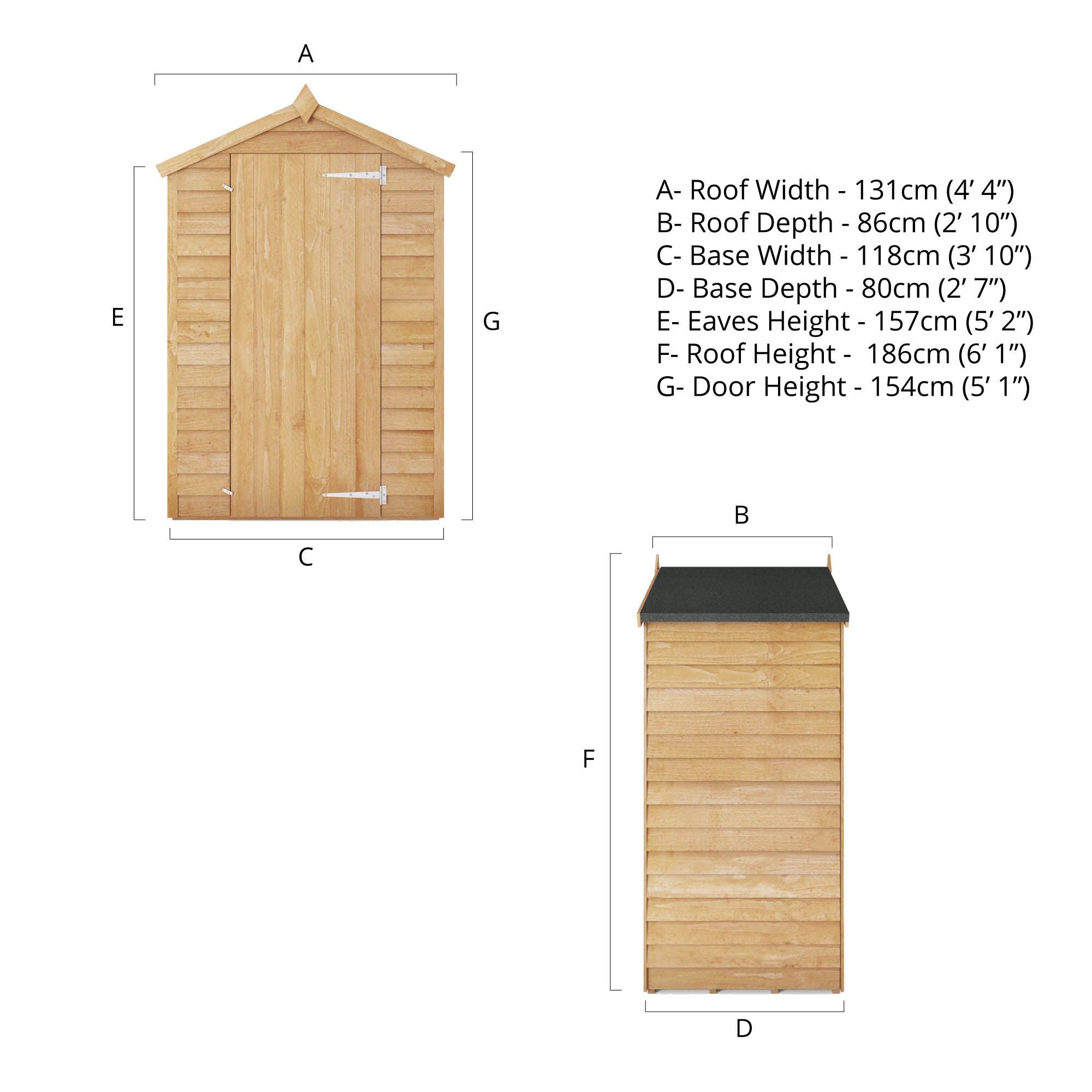Mercia Overlap 4x3 ft Apex Wooden Shed with floor