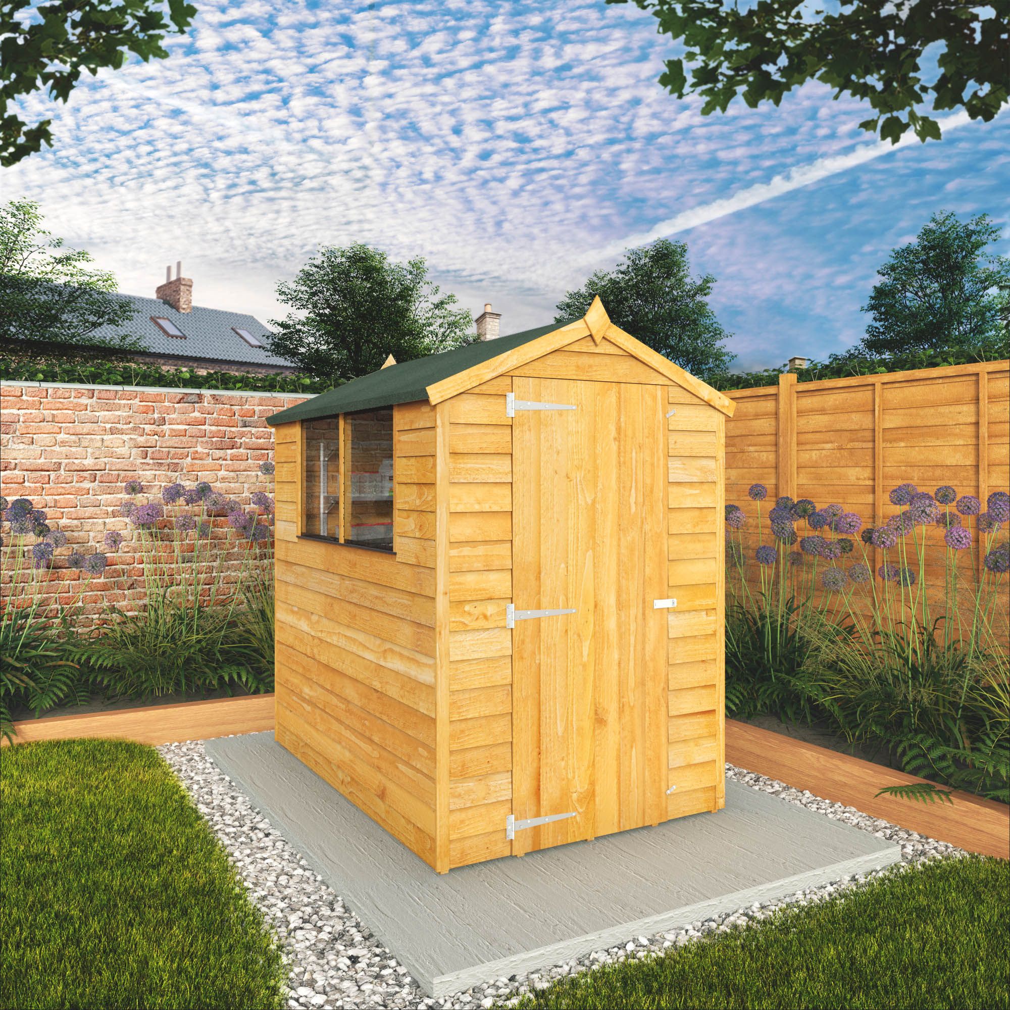 Mercia Overlap 6x4 ft Apex Wooden Shed with floor & 2 windows
