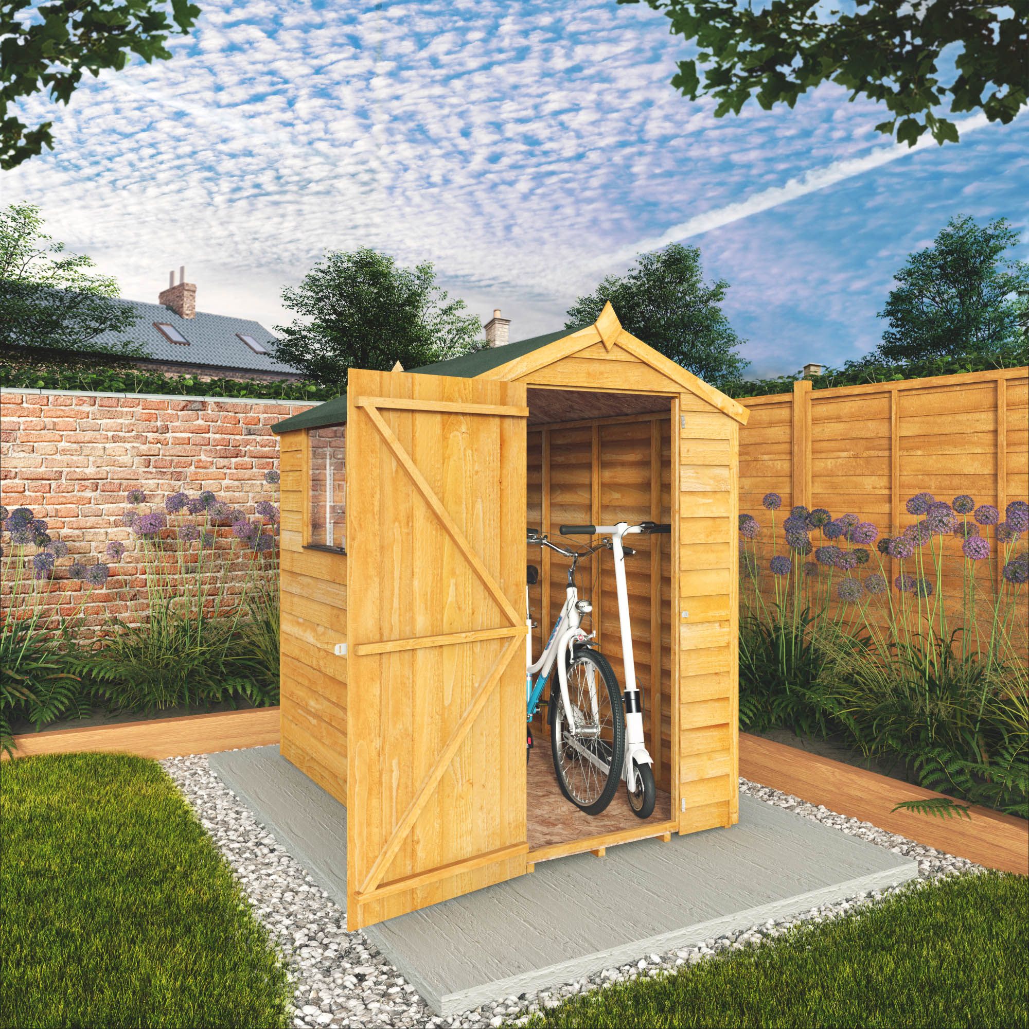 Mercia Overlap 6x4 ft Apex Wooden Shed with floor & 2 windows
