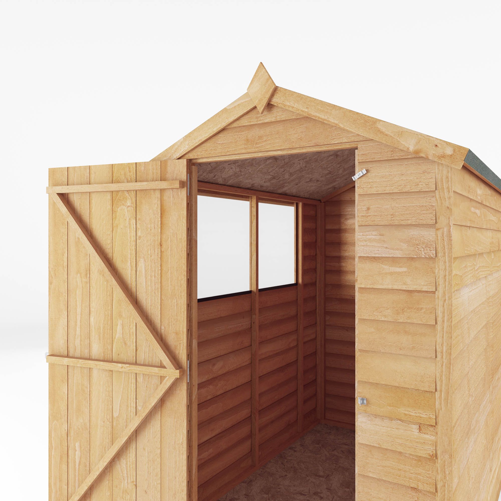 Mercia Overlap 6x4 ft Apex Wooden Shed with floor & 2 windows