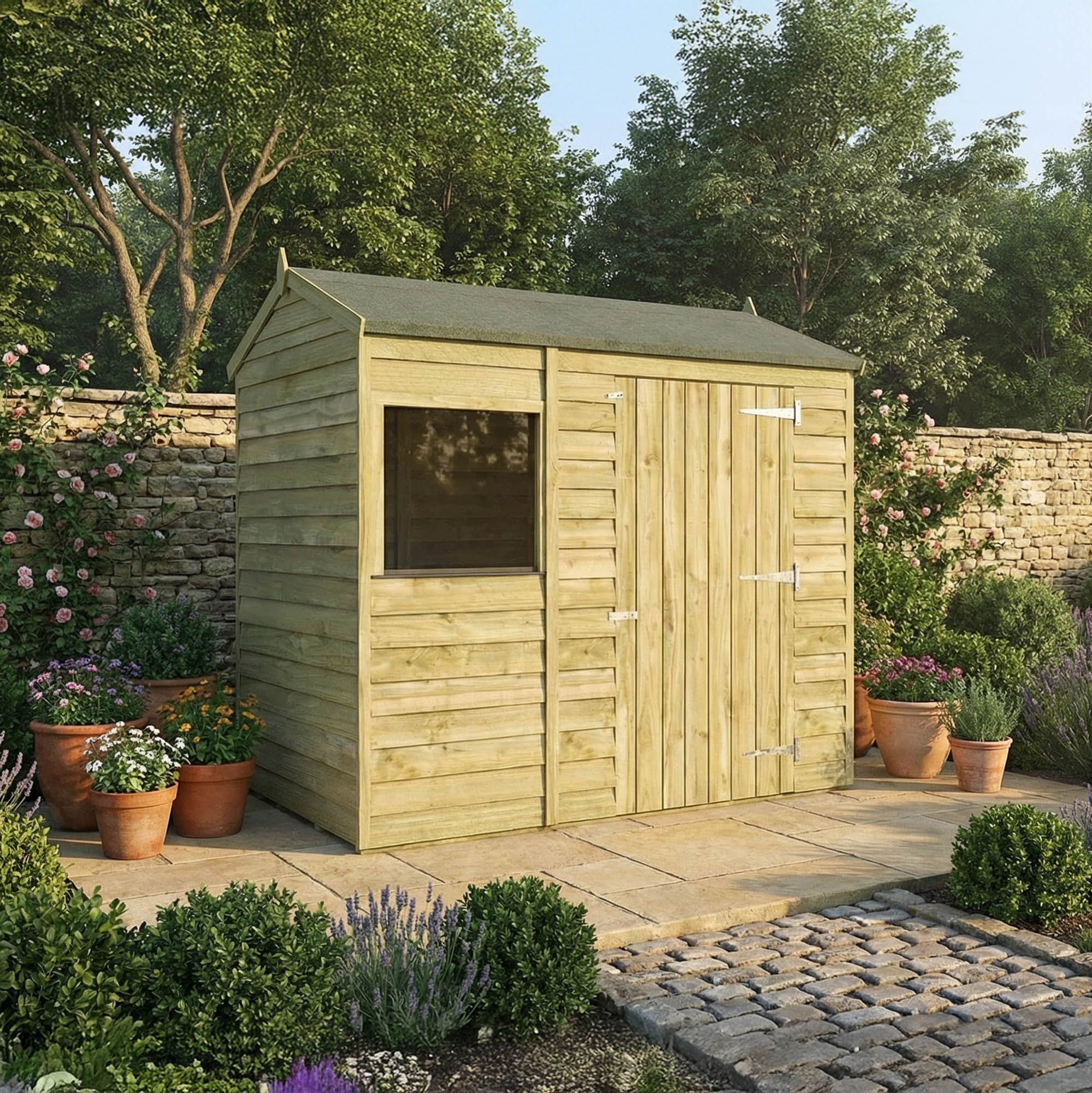 Mercia Overlap 6x4 ft Reverse apex Wooden Shed with floor & 1 window