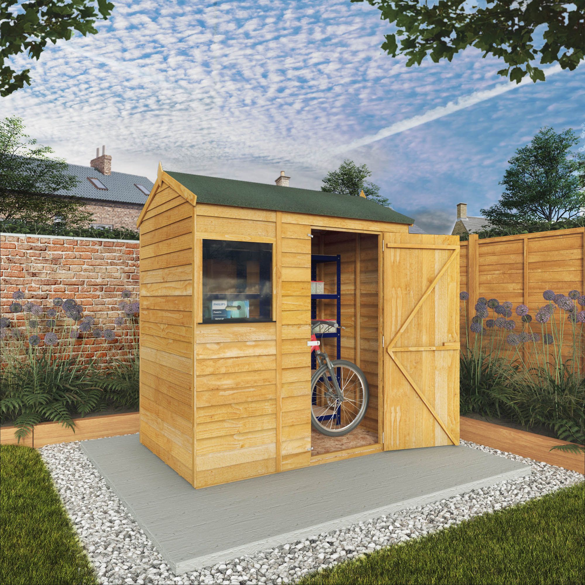 Mercia Overlap 6x4 ft Reverse apex Wooden Shed with floor & 1 window
