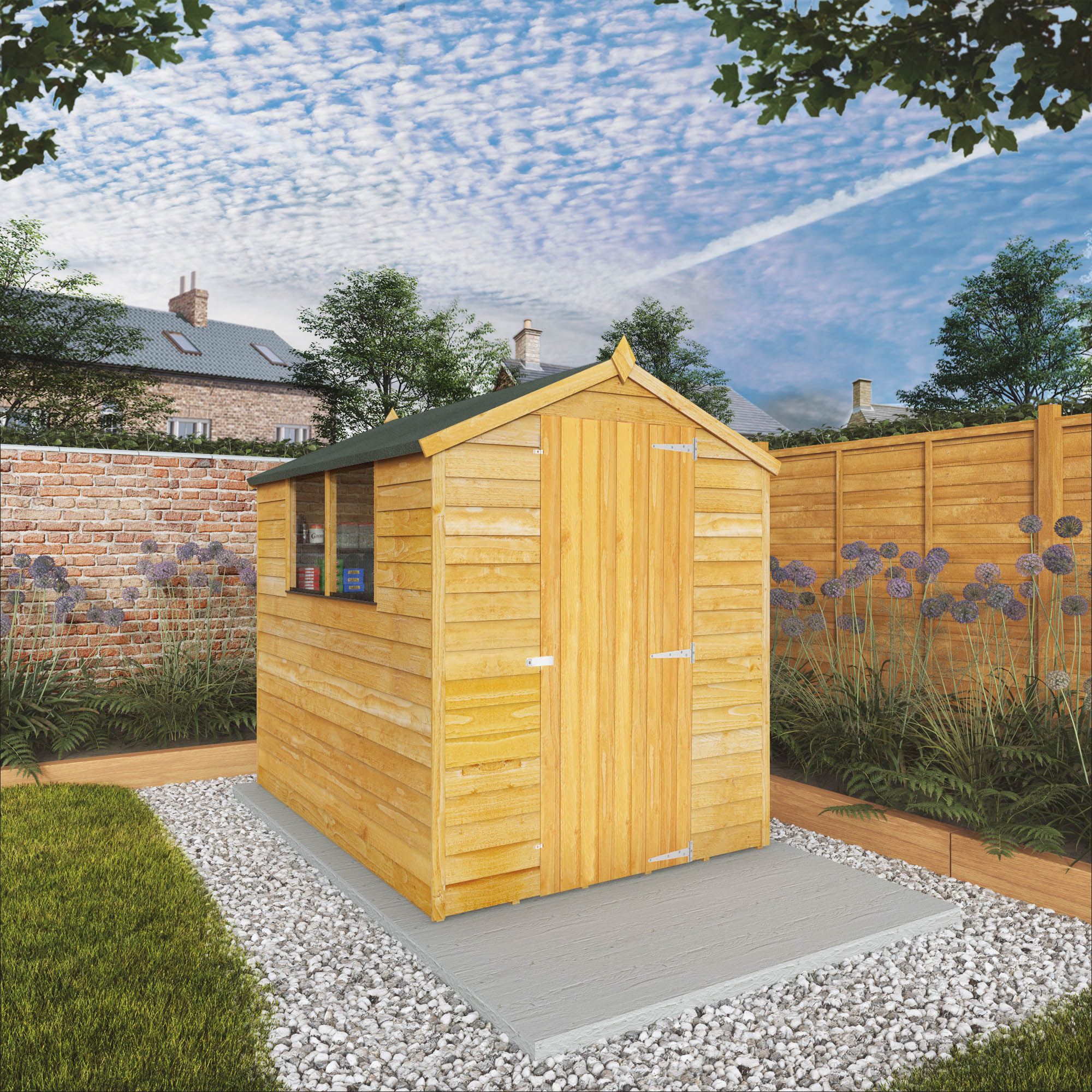 Mercia Overlap 7x5 ft Apex Wooden Shed with floor & 2 windows