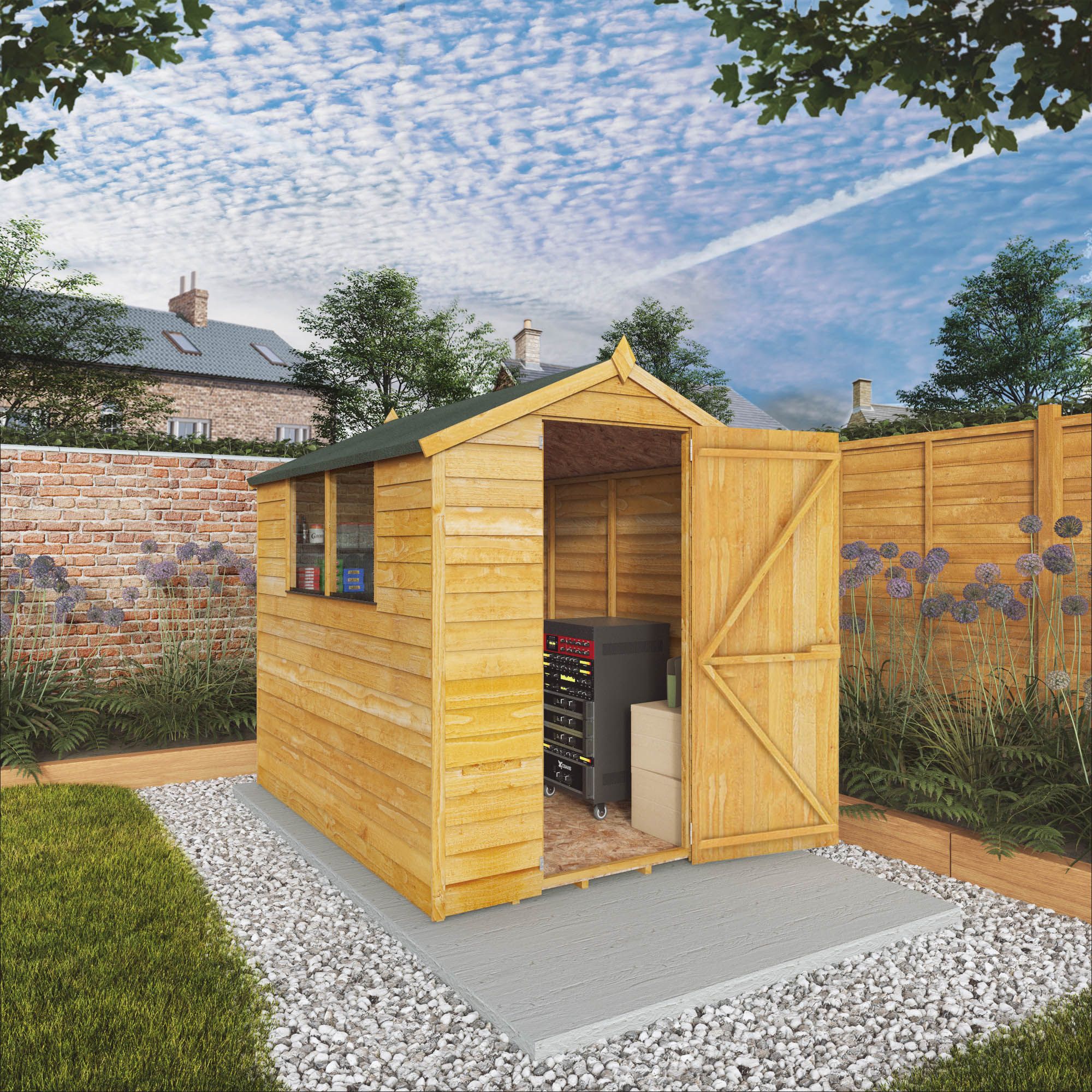 Mercia Overlap 7x5 ft Apex Wooden Shed with floor & 2 windows