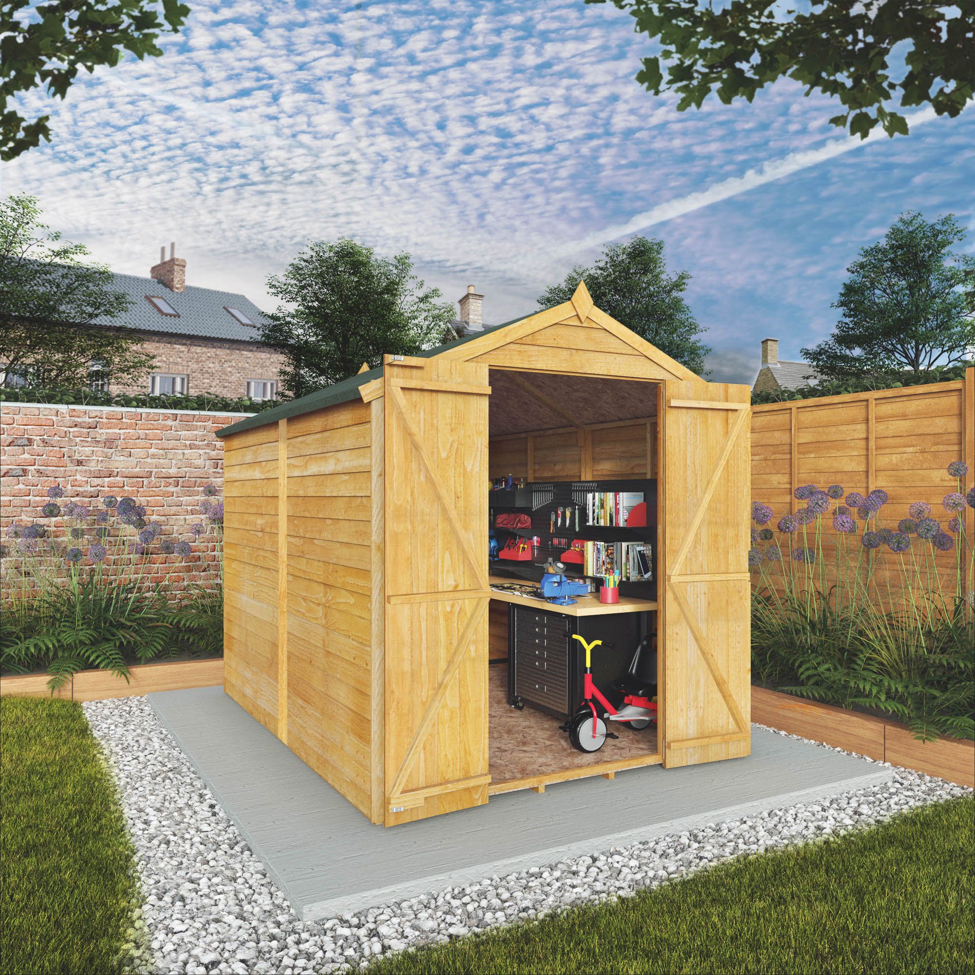 Mercia Overlap 8x6 ft Apex Honey Brown Wooden Dip treated 2 door