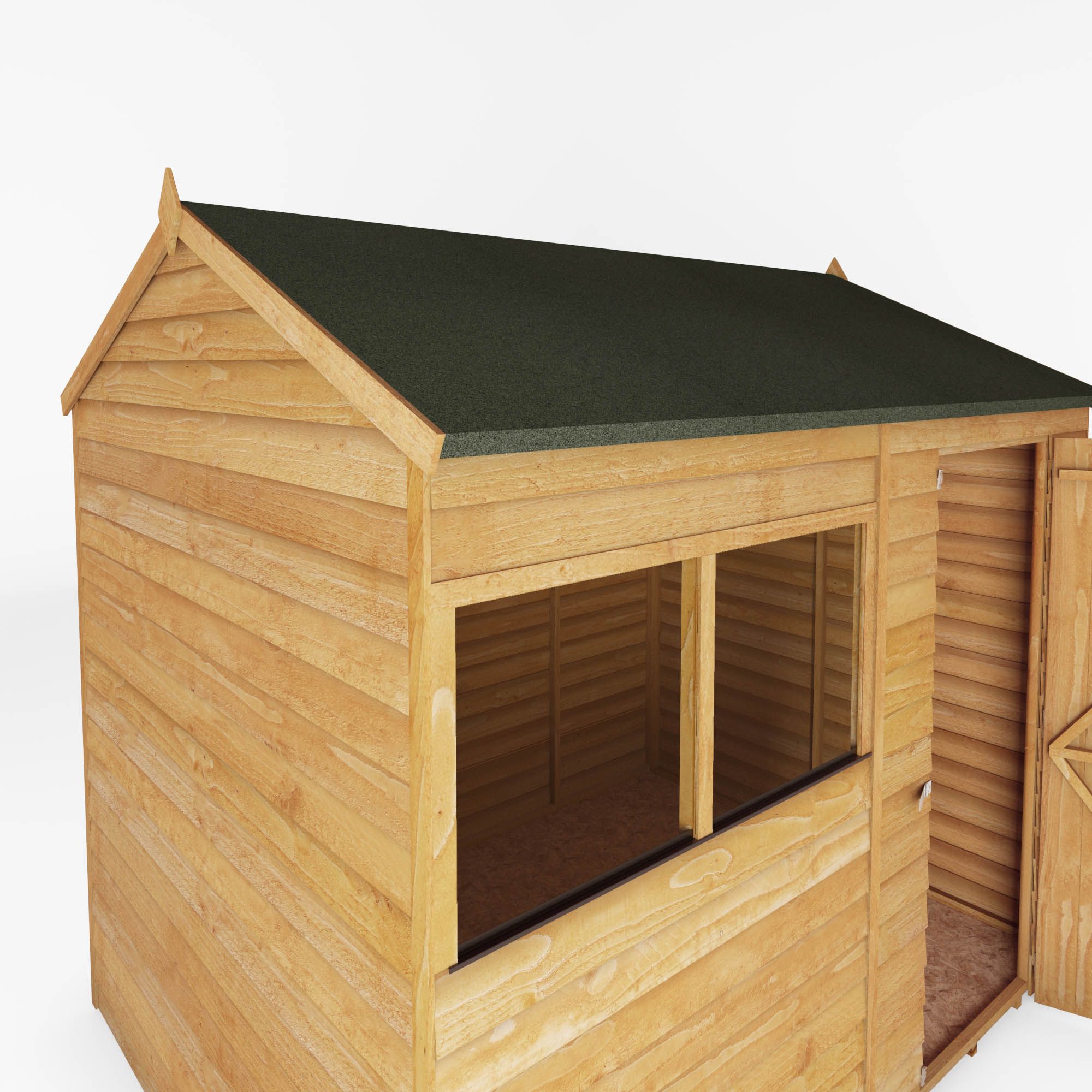 Mercia Overlap 8x6 ft Reverse apex Wooden Shed with floor & 2 windows
