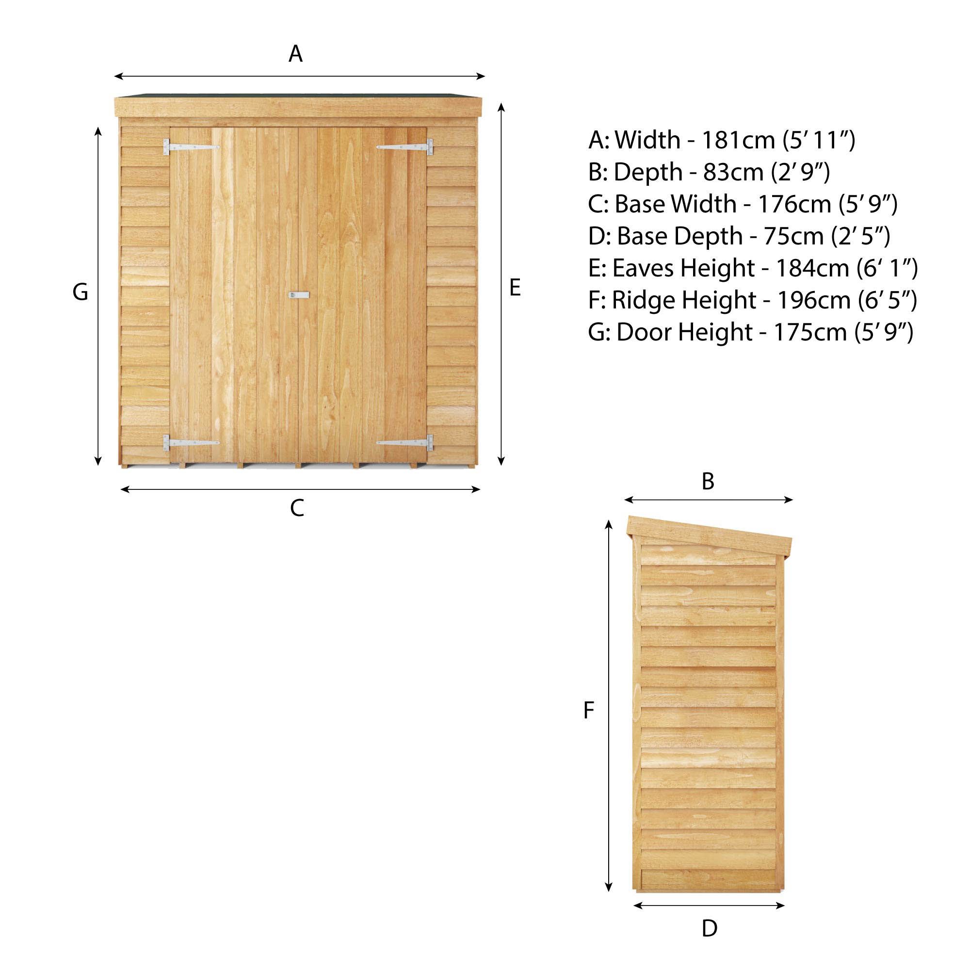 Mercia Overlap Pent Garden storage (H)1960mm (W)1810mm