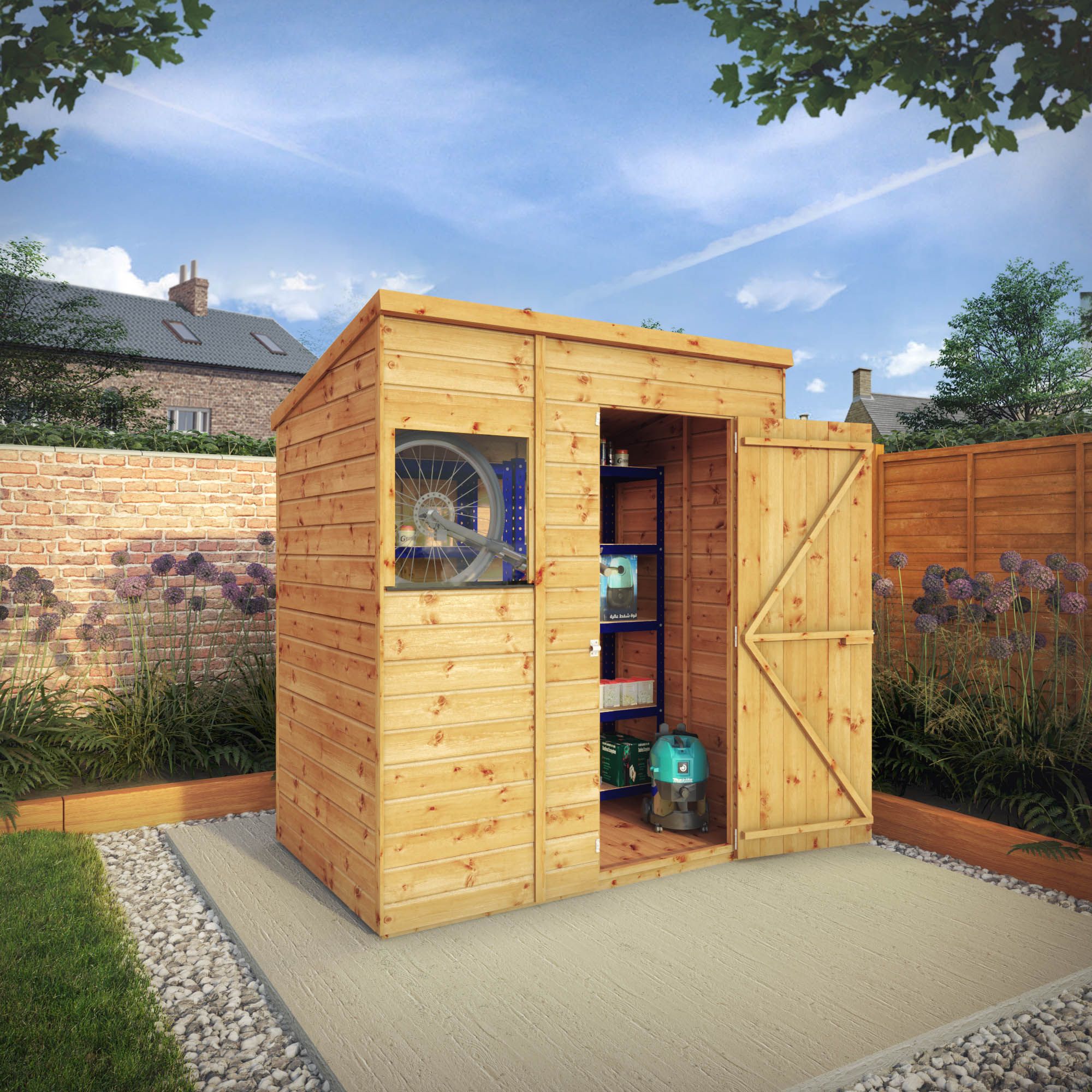 Mercia Premium 6x4 ft Pent Wooden Shed with floor & 1 window