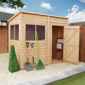 Mercia Premium 8x4 ft Pent Shiplap Wooden Shed with floor & 4 windows