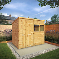 Mercia Premium 8x6 ft Pent Shiplap Wooden Shed with floor & 2 windows