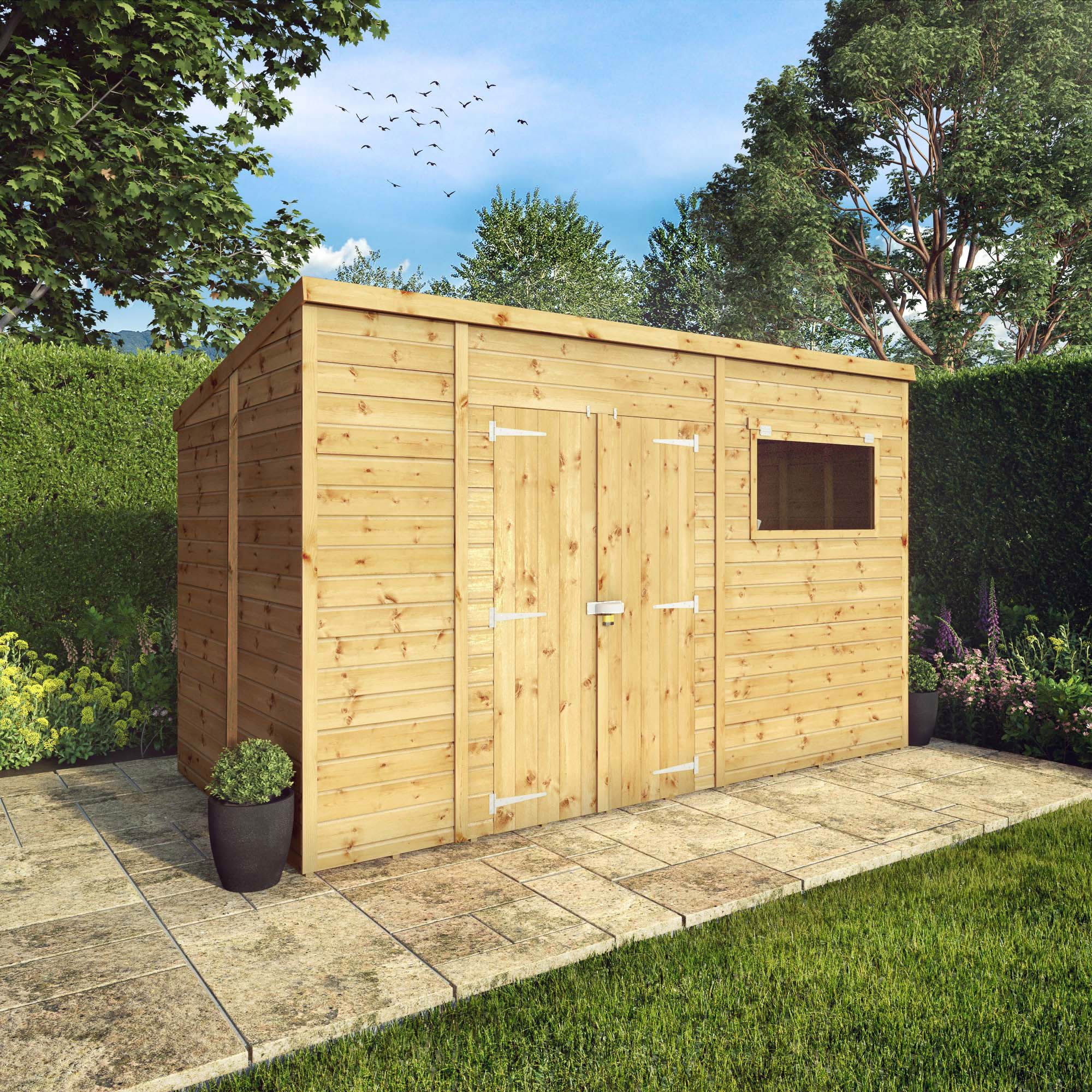 Mercia Premium Shiplap 12x8 ft Pent Wooden 2 door Shed with floor