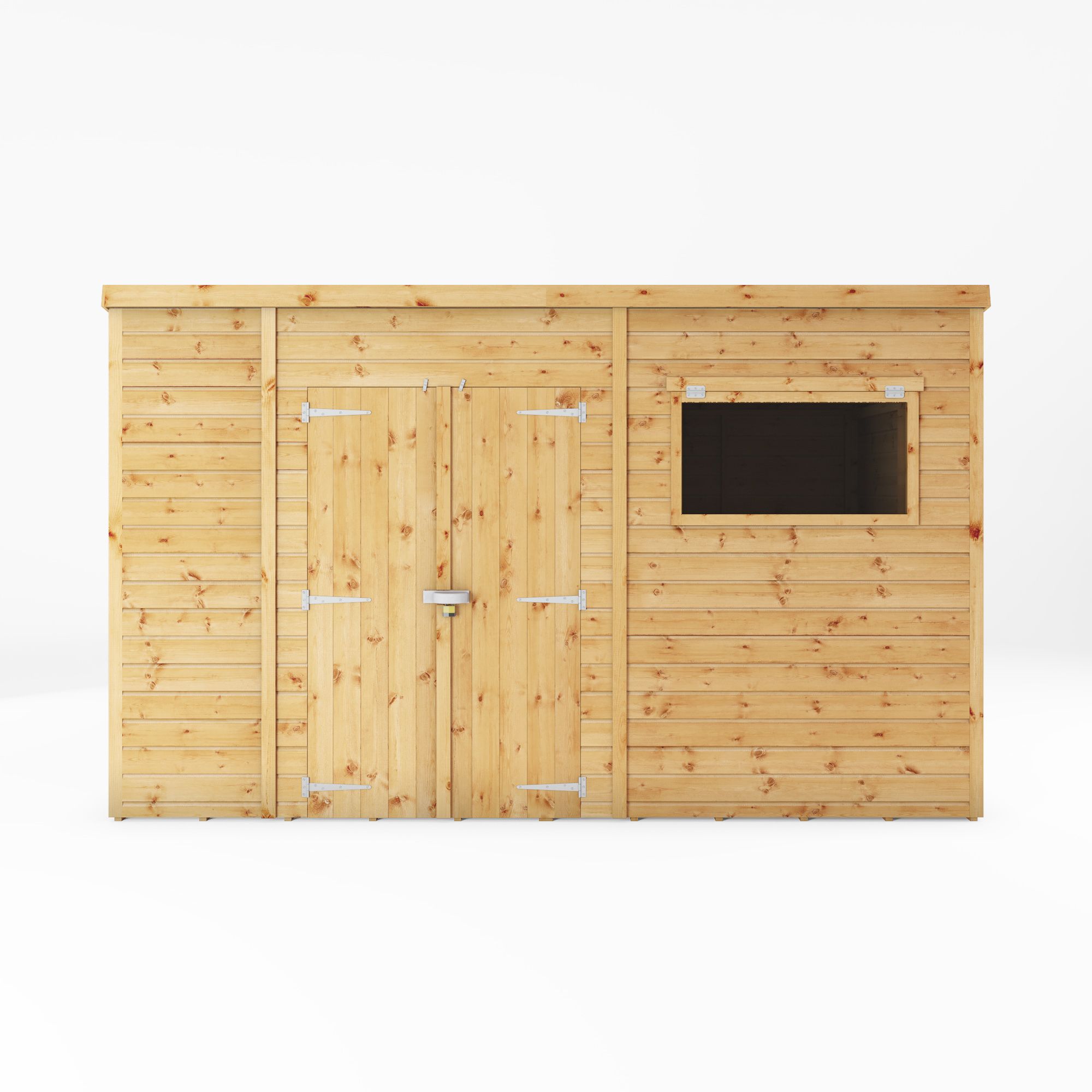 Mercia Premium Shiplap 12x8 ft Pent Wooden 2 door Shed with floor