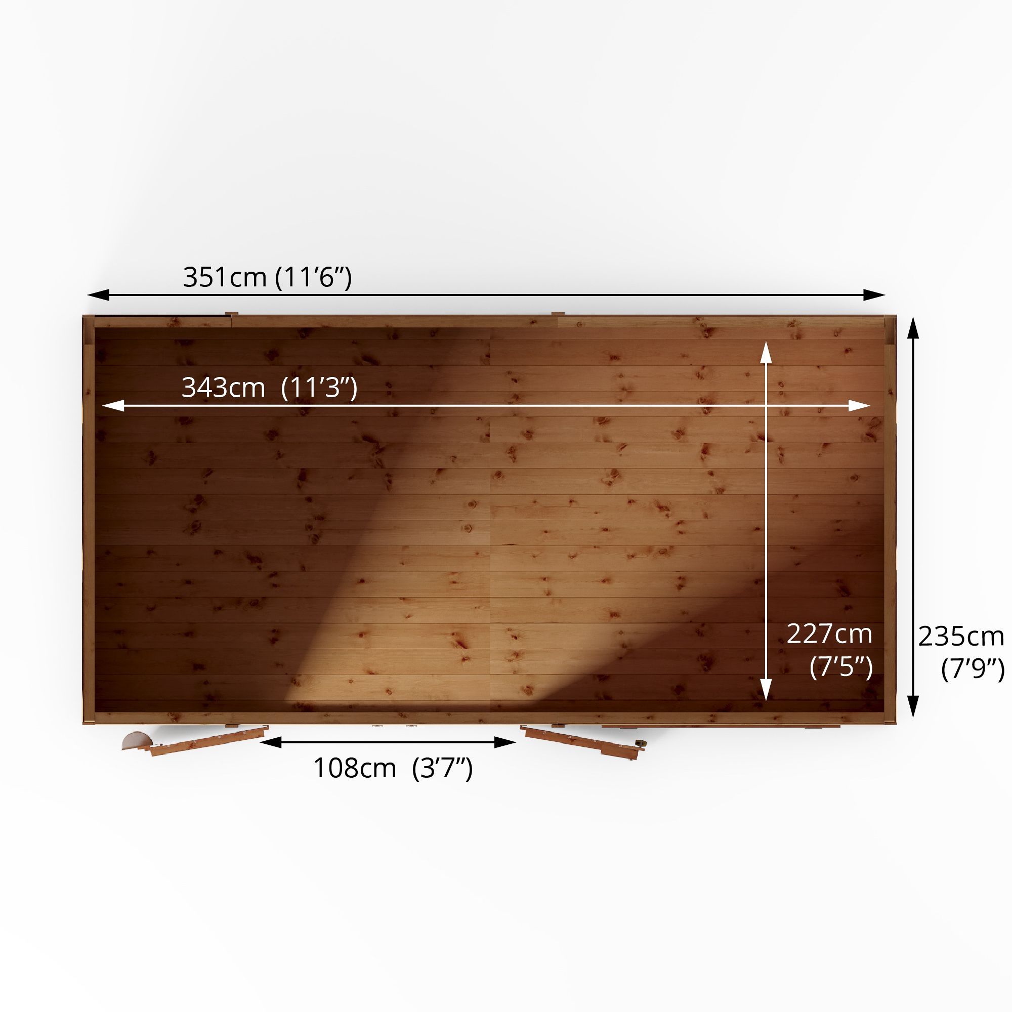 Mercia Premium Shiplap 12x8 ft Pent Wooden 2 door Shed with floor