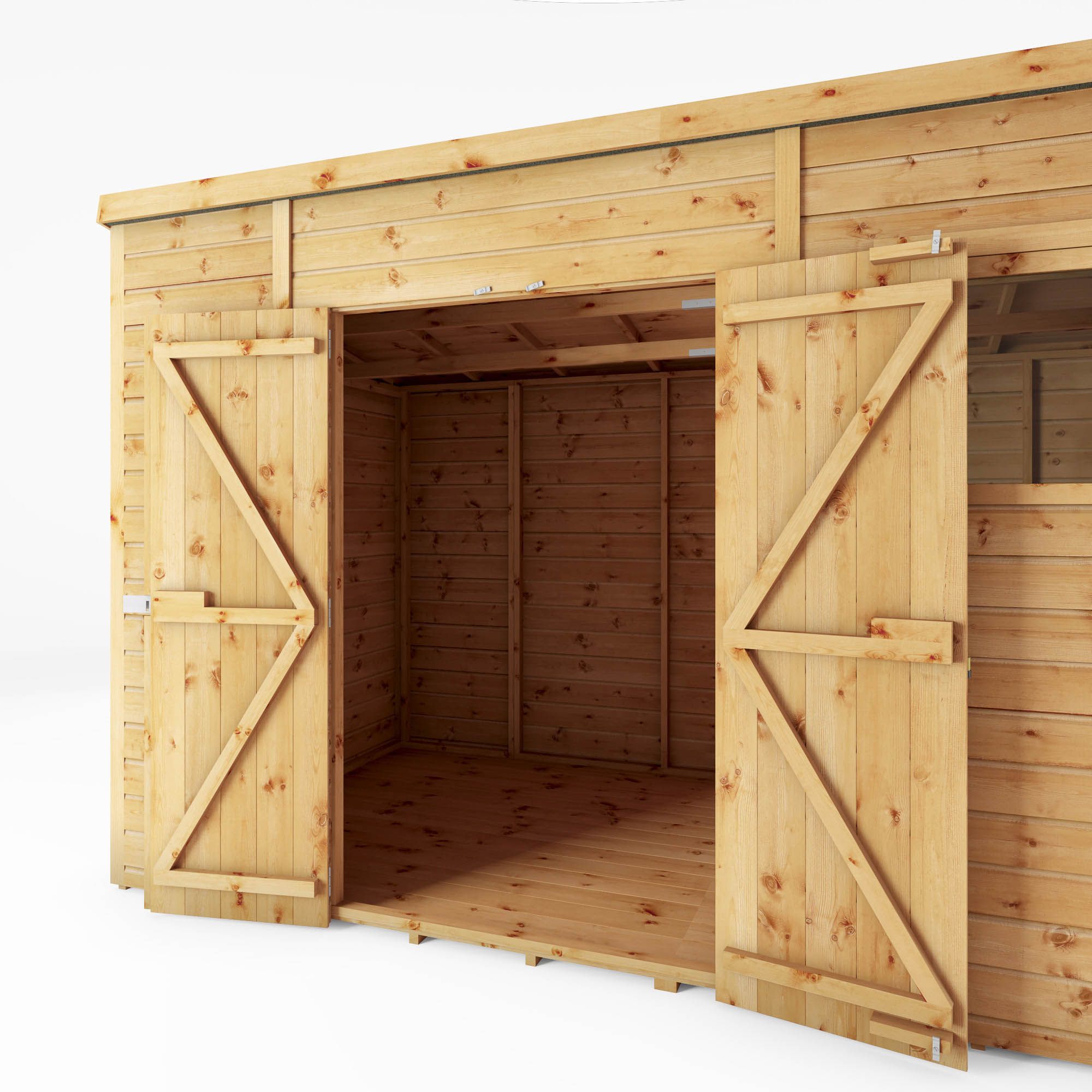 Mercia Premium Shiplap 12x8 ft Pent Wooden 2 door Shed with floor