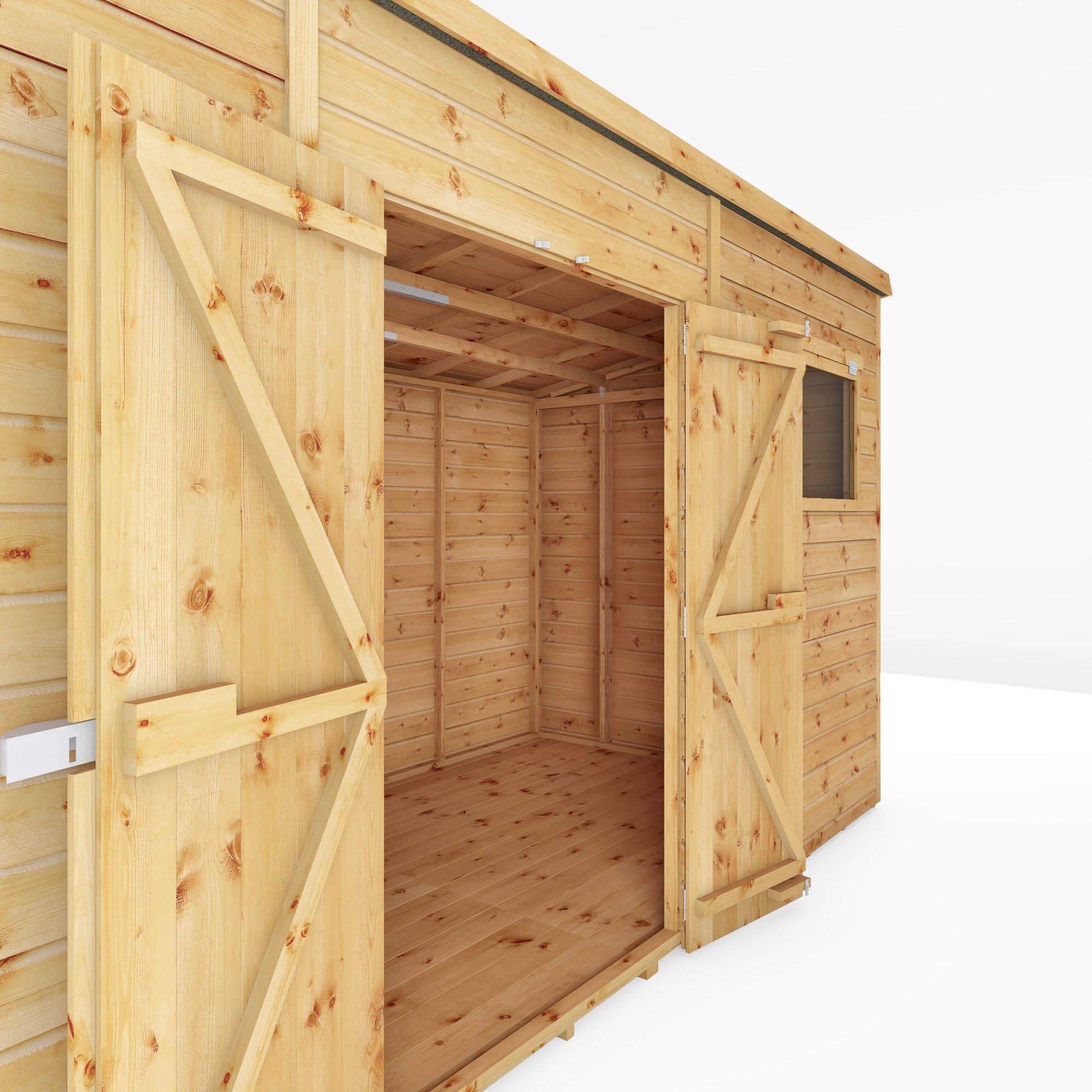 Mercia Premium Shiplap 12x8 ft Pent Wooden 2 door Shed with floor