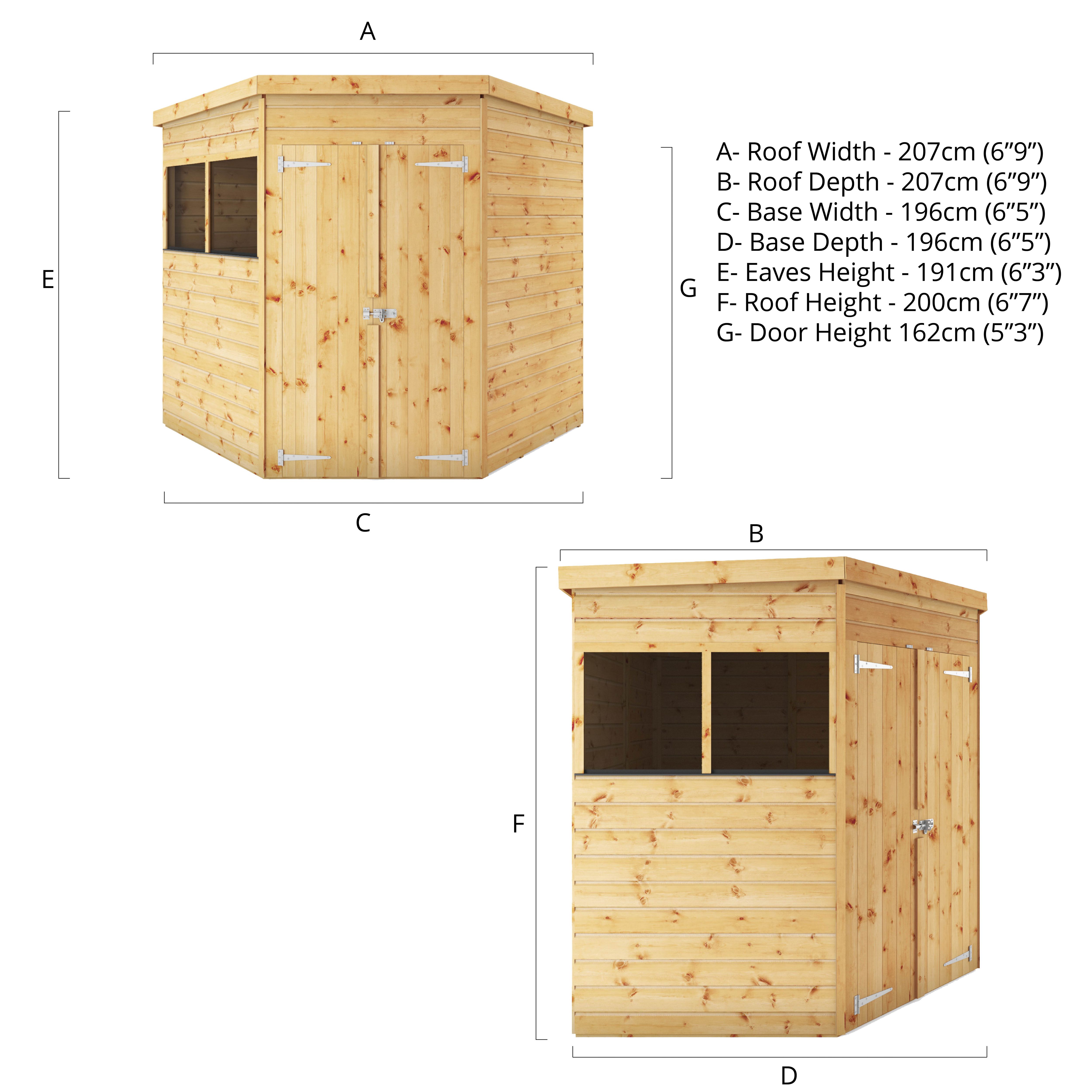 Mercia Shiplap 7x7 ft Flat Wooden 2 door Shed with floor & 2 windows