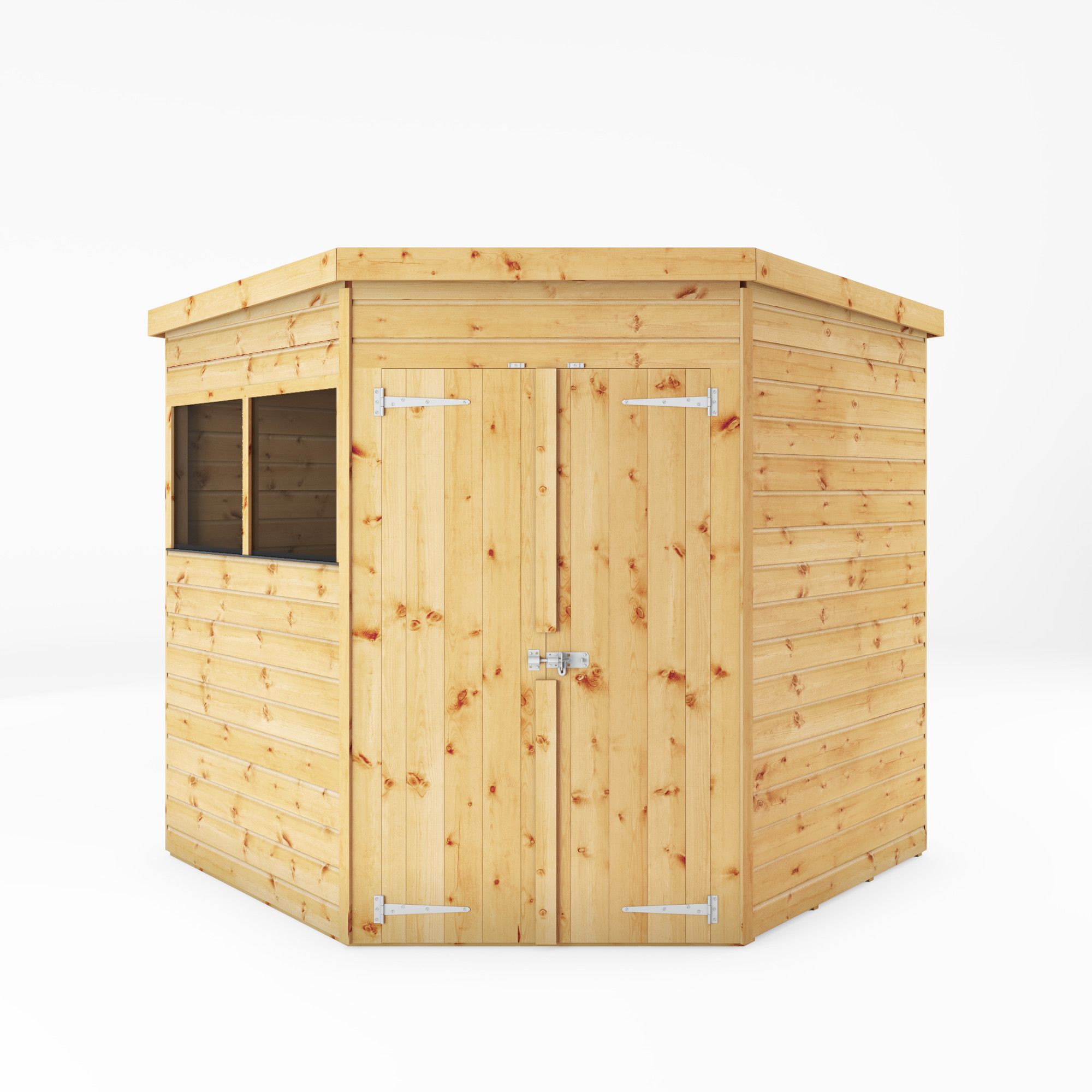 Mercia Shiplap 7x7 ft Flat Wooden 2 door Shed with floor & 2 windows