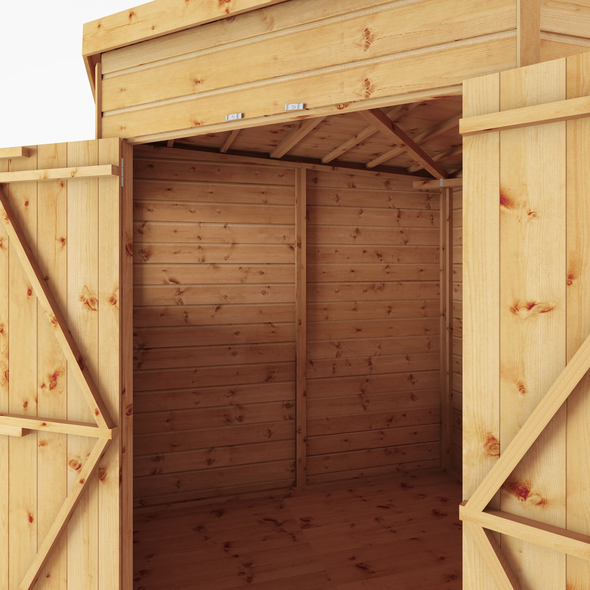 Mercia Shiplap 7x7 ft Flat Wooden 2 door Shed with floor & 2 windows