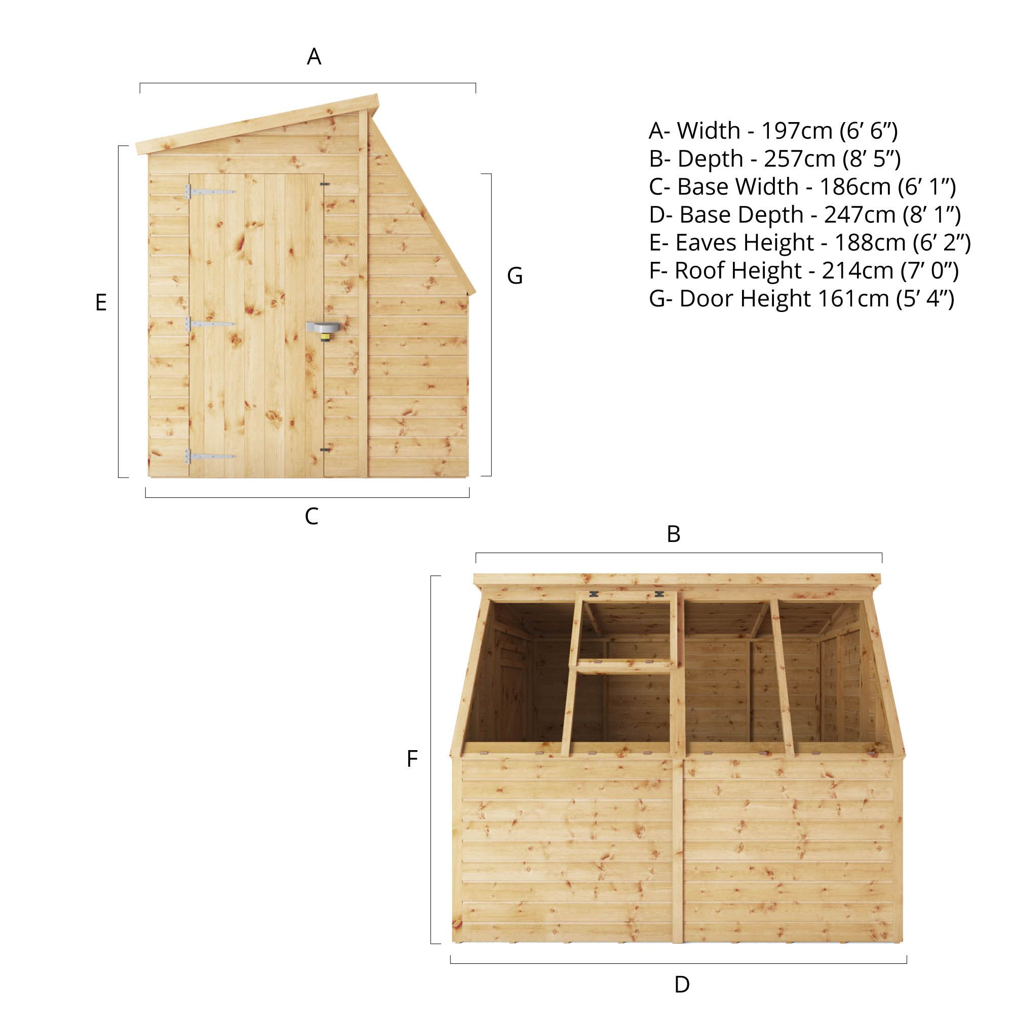 Mercia Tongue & groove 8x6 ft Pent Wooden Dip treated Potting shed with floor & 5 windows