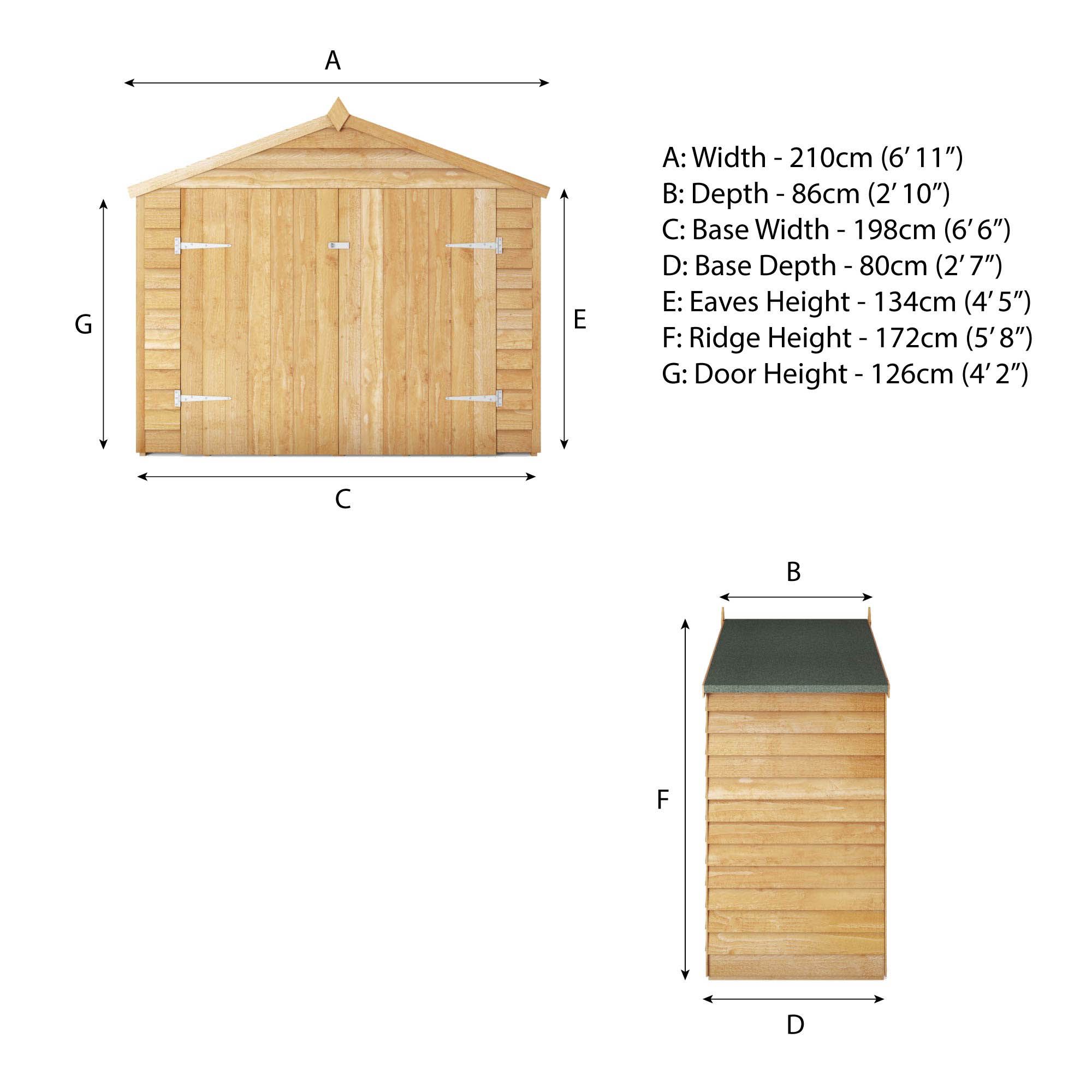Mercia Wooden 3x7 Overlap Apex Bike store