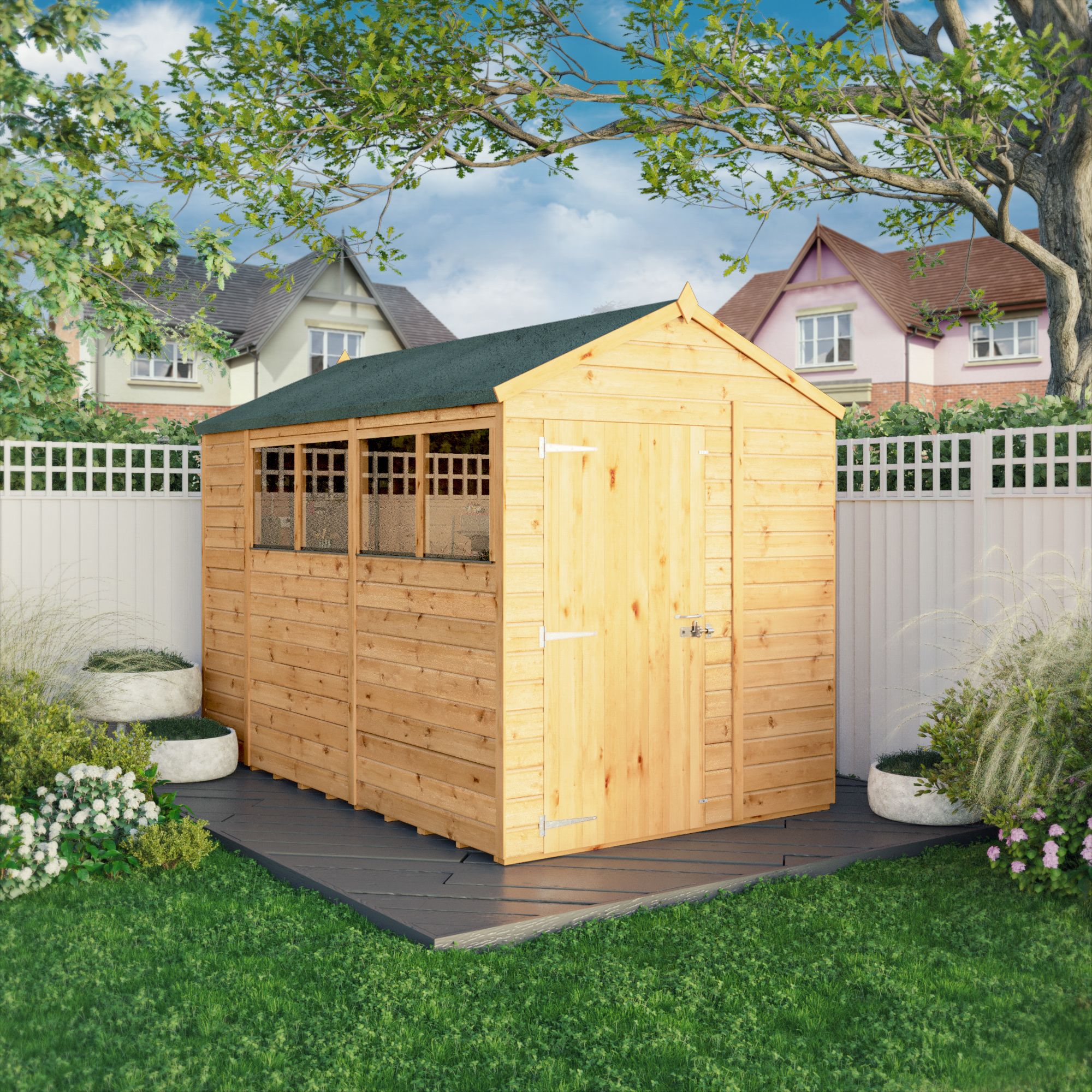 Mercia Woodsman Shiplap 10x6 ft Apex Timber Dip treated Shed with floor & 4 windows
