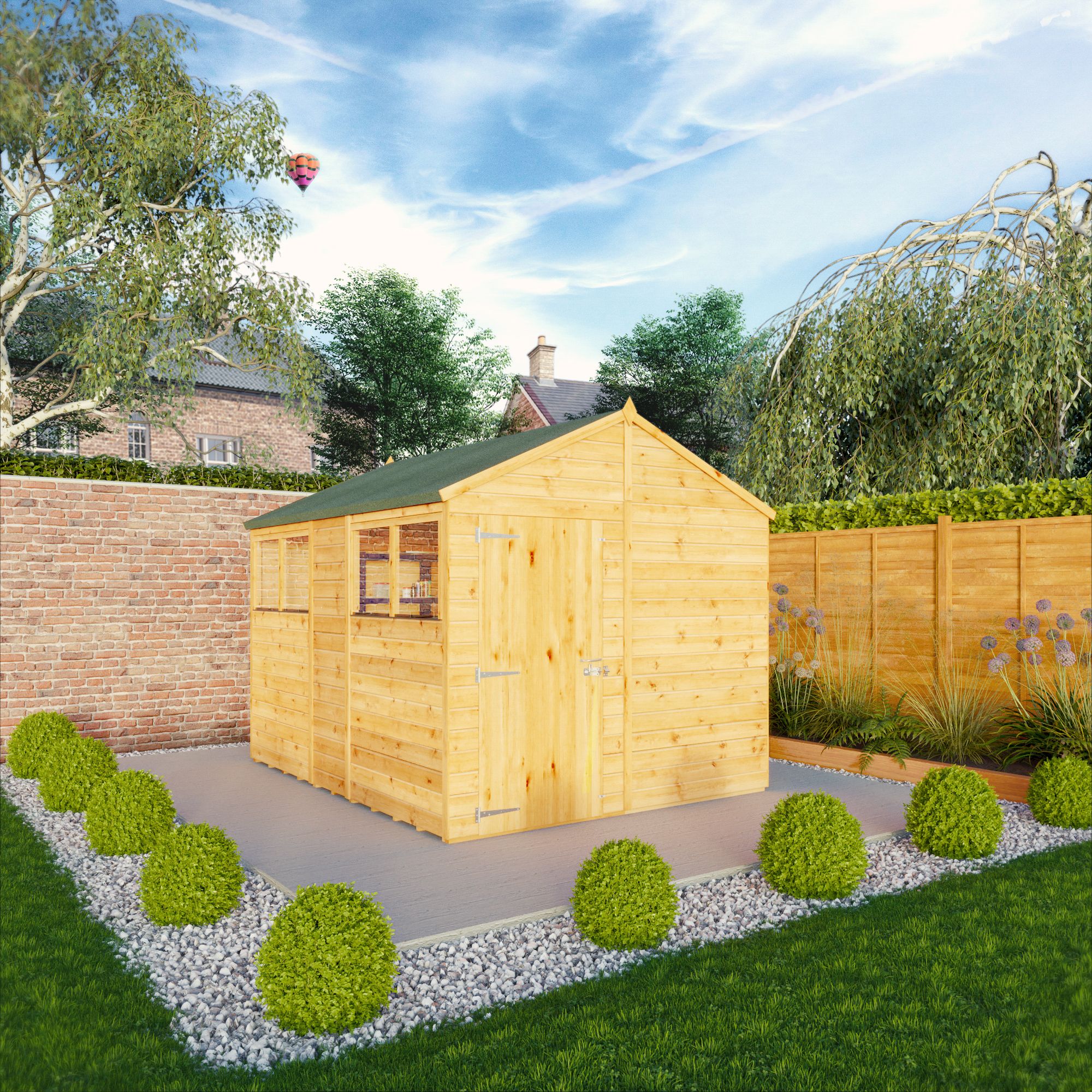 Mercia Woodsman Shiplap 10x8 ft Apex Timber Dip treated Shed with floor & 4 windows