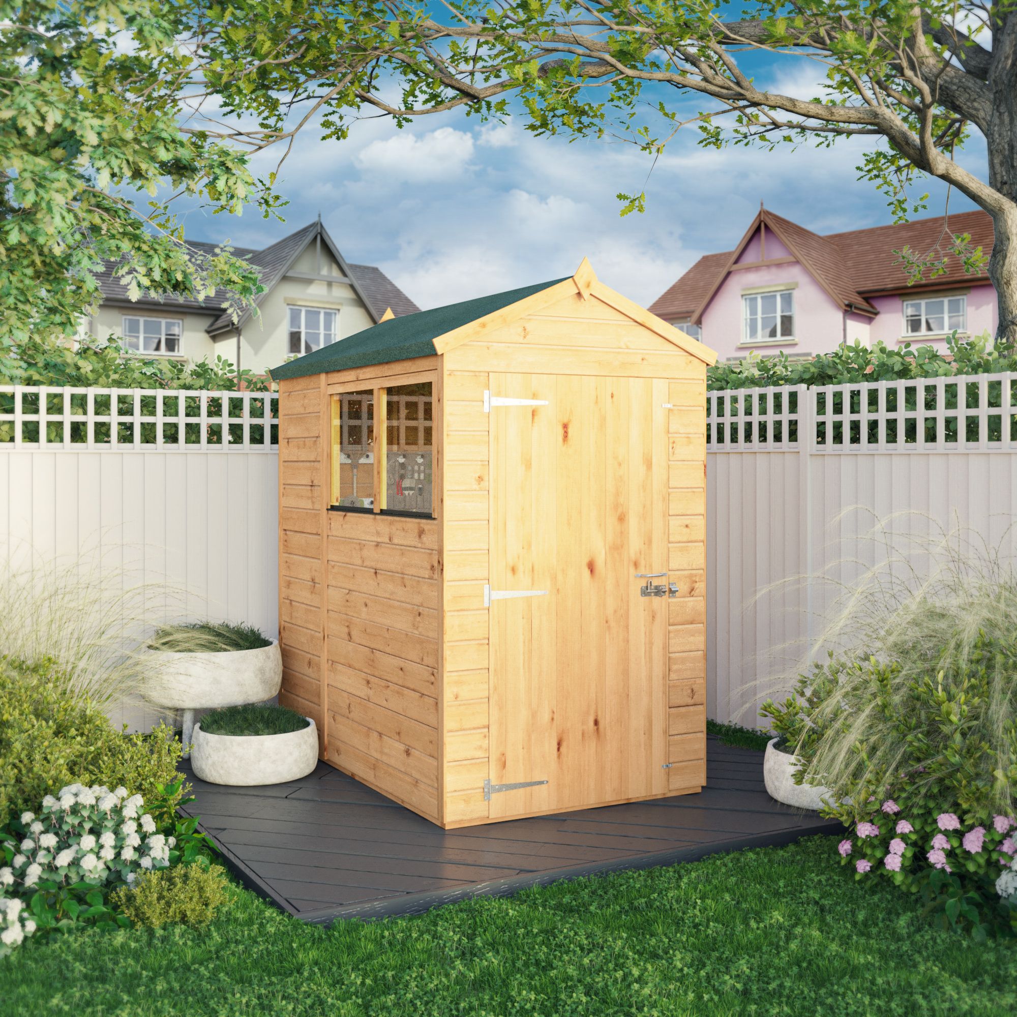 Mercia Woodsman Shiplap 6x4 ft Apex Timber Dip treated Shed with floor & 2 windows