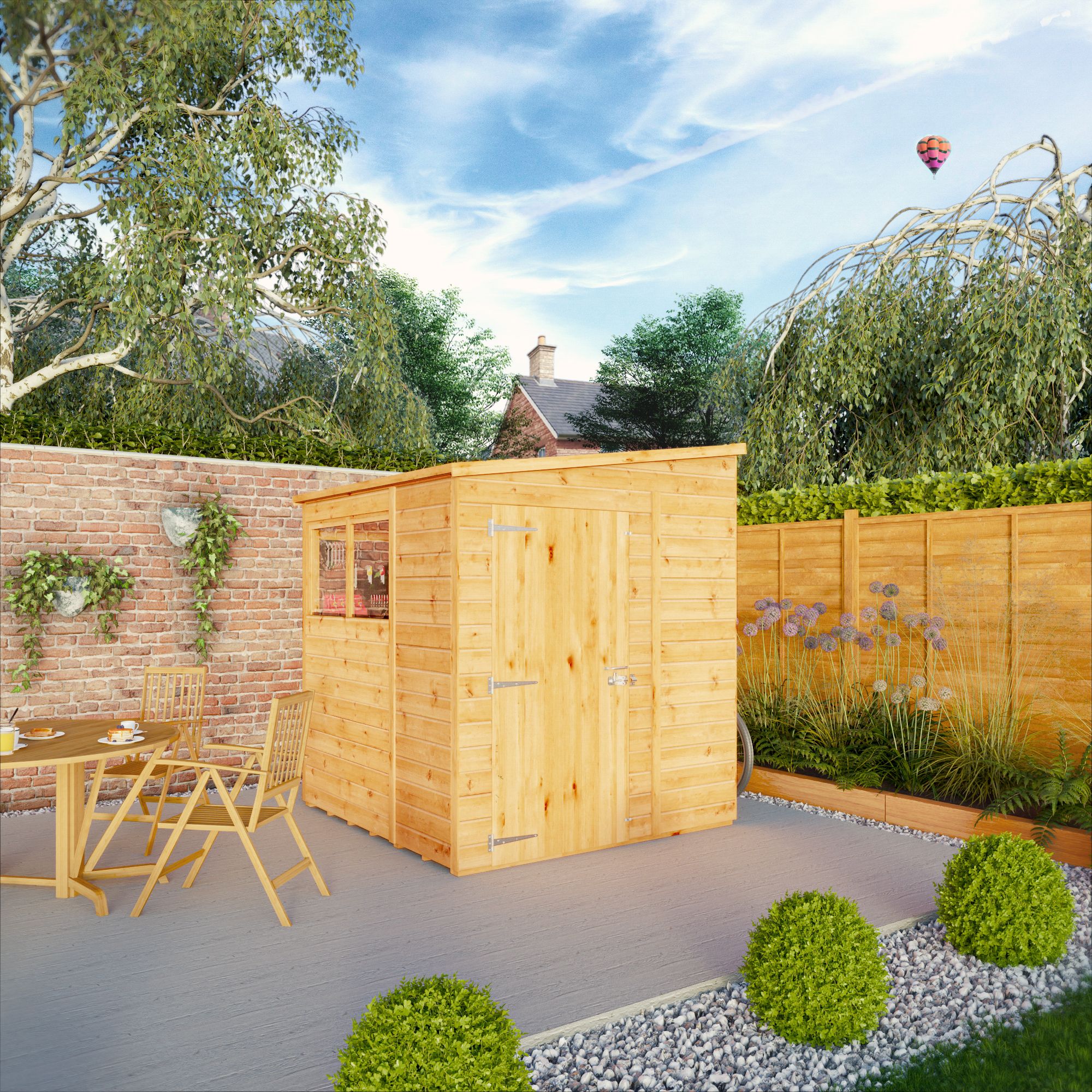 Mercia Woodsman Shiplap 6x6 ft Pent Timber Dip treated Shed with floor & 2 windows