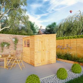 Mercia Woodsman Shiplap 6x6 ft Pent Timber Dip treated Shed with floor & 2 windows
