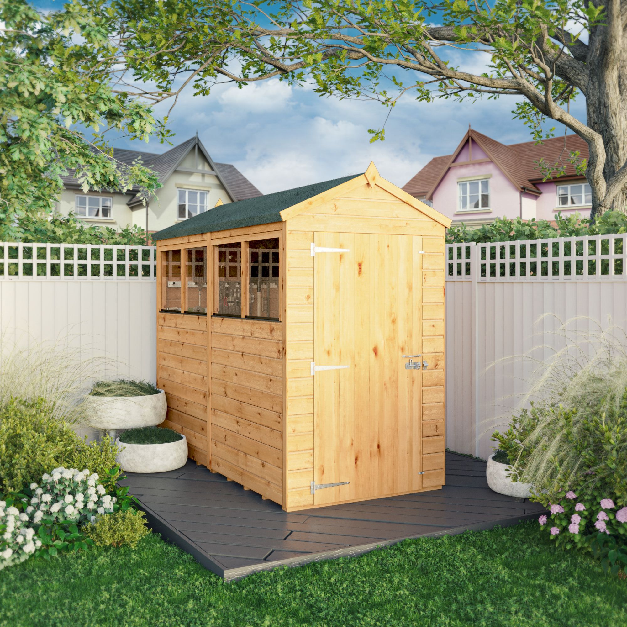 Mercia Woodsman Shiplap 8x4 ft Pent Timber Dip treated Shed with floor & 4 windows