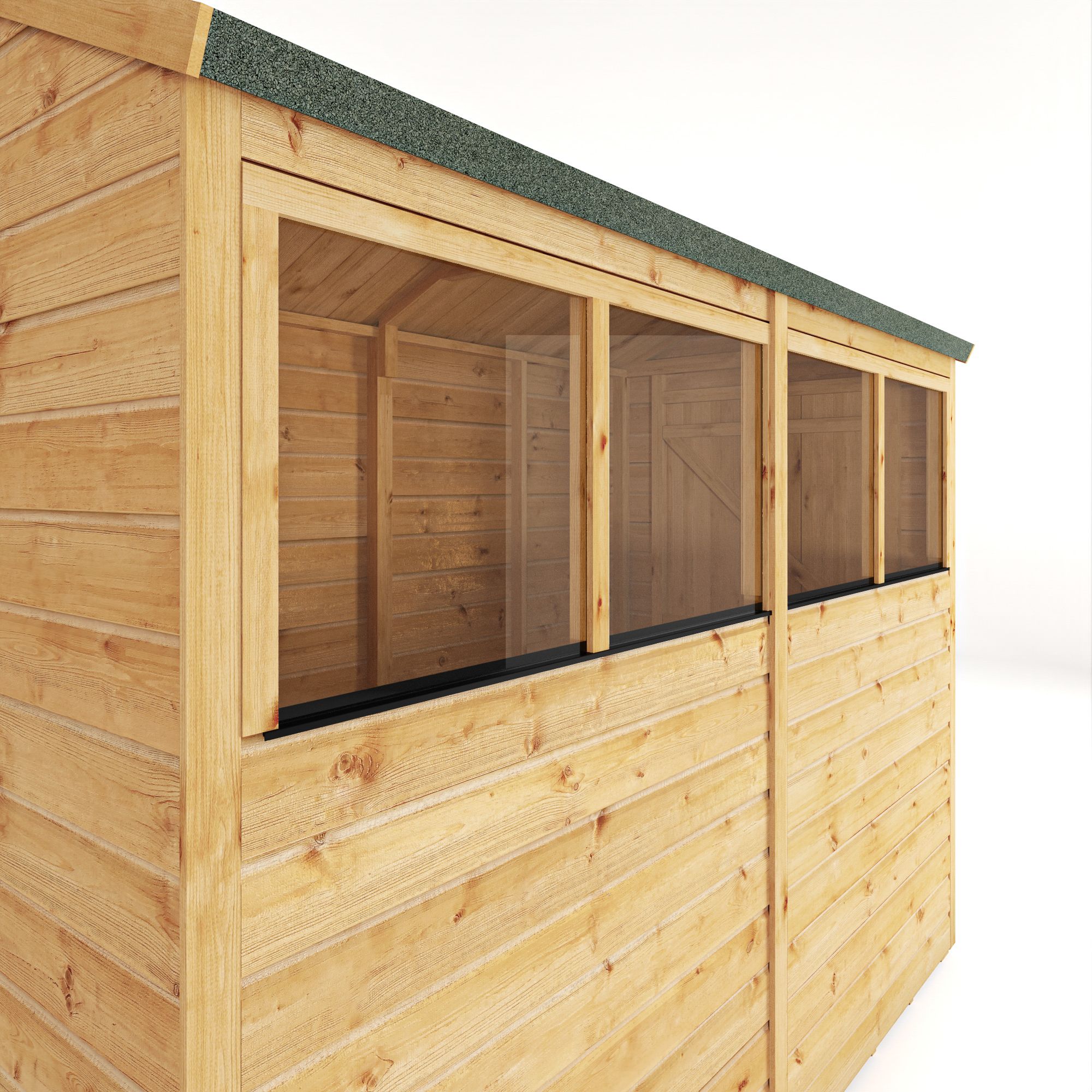 Mercia Woodsman Shiplap 8x4 ft Pent Timber Dip treated Shed with floor & 4 windows