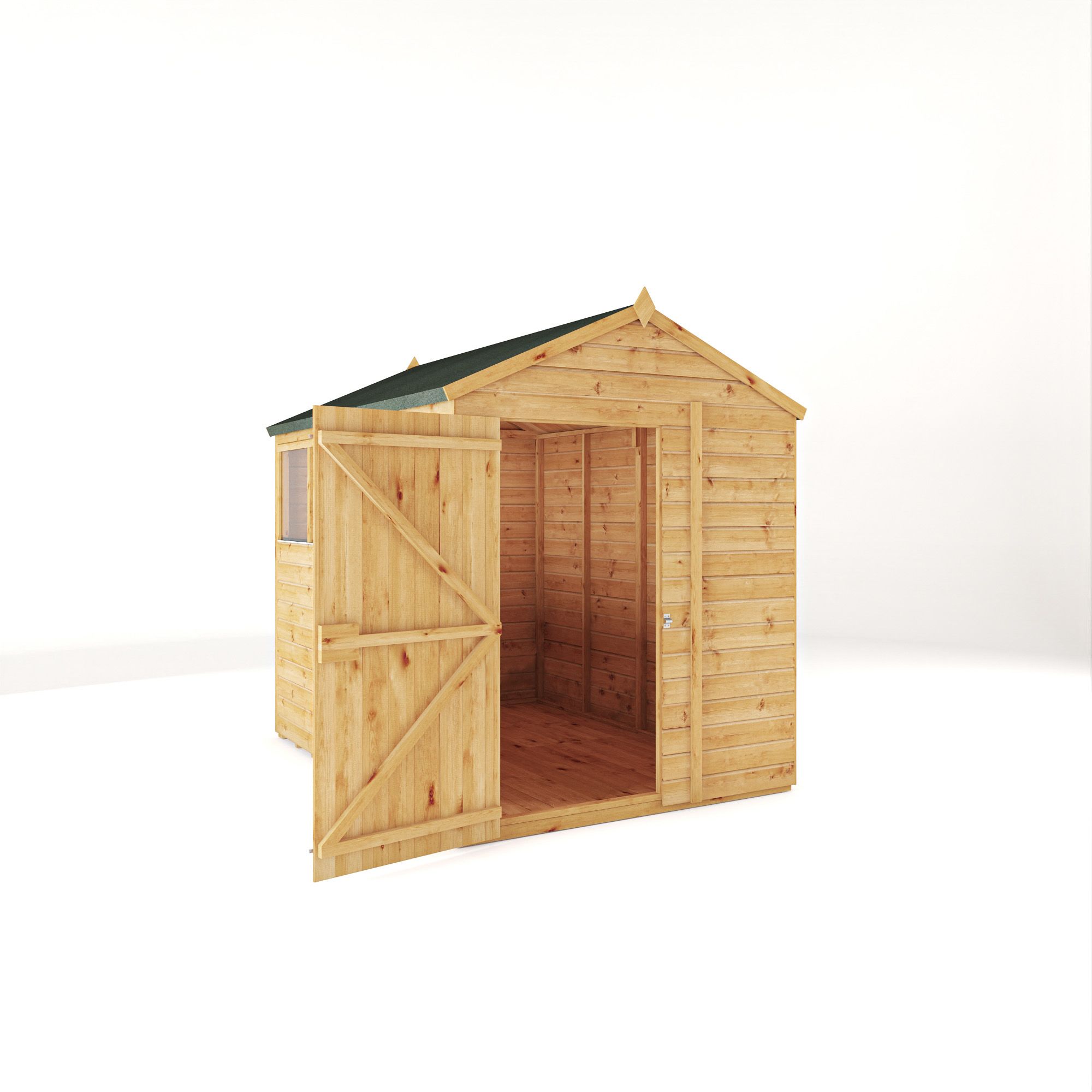 Mercia Woodsman Shiplap 8x6 ft Pent Timber Dip treated Shed with floor & 4 windows