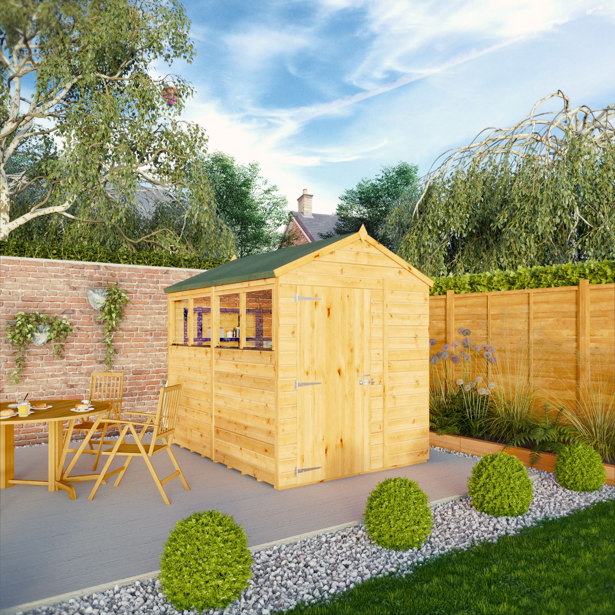 Mercia Woodsman Shiplap 8x6 ft Pent Timber Dip treated Shed with floor & 4 windows