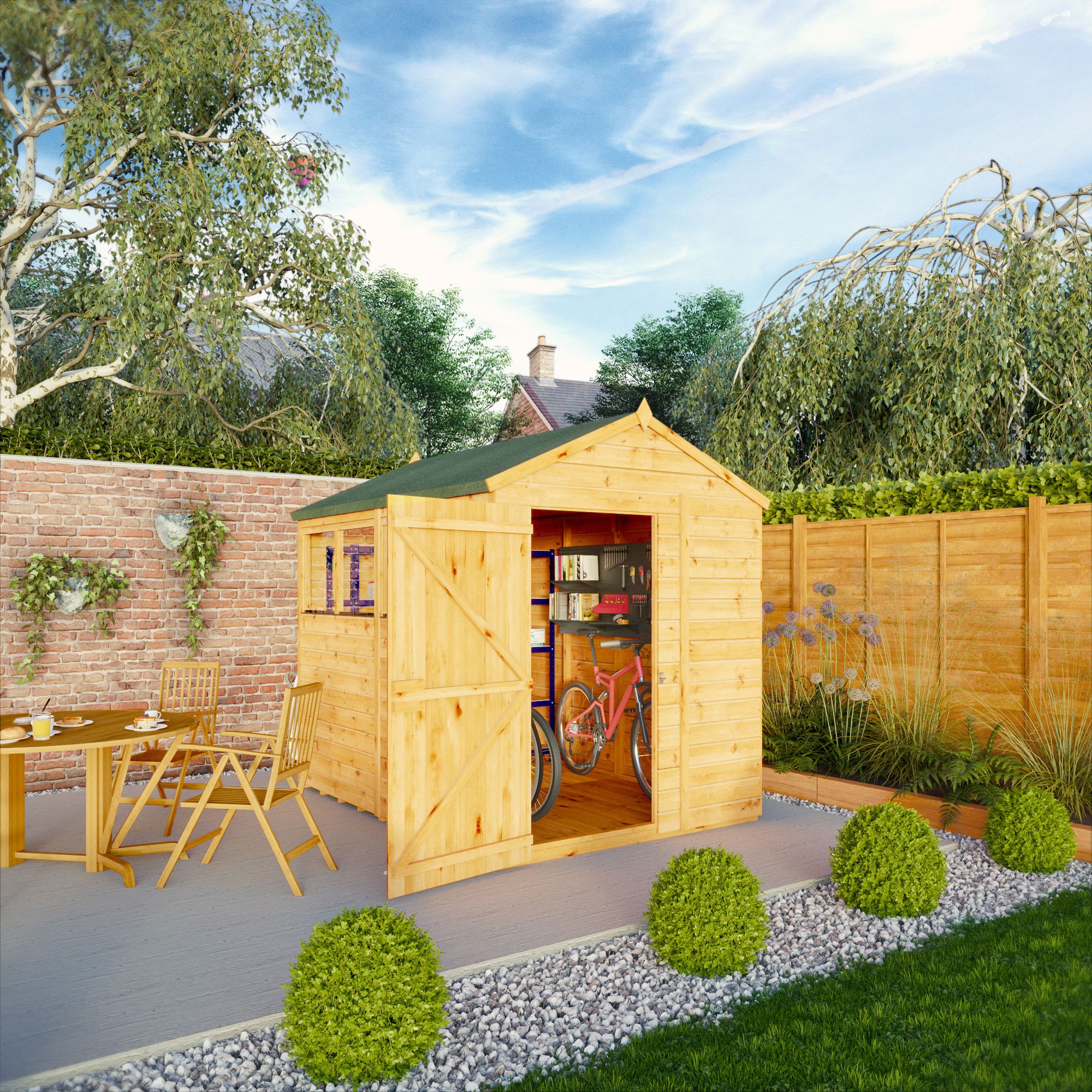 Mercia Woodsman Shiplap 8x6 ft Pent Timber Dip treated Shed with floor & 4 windows