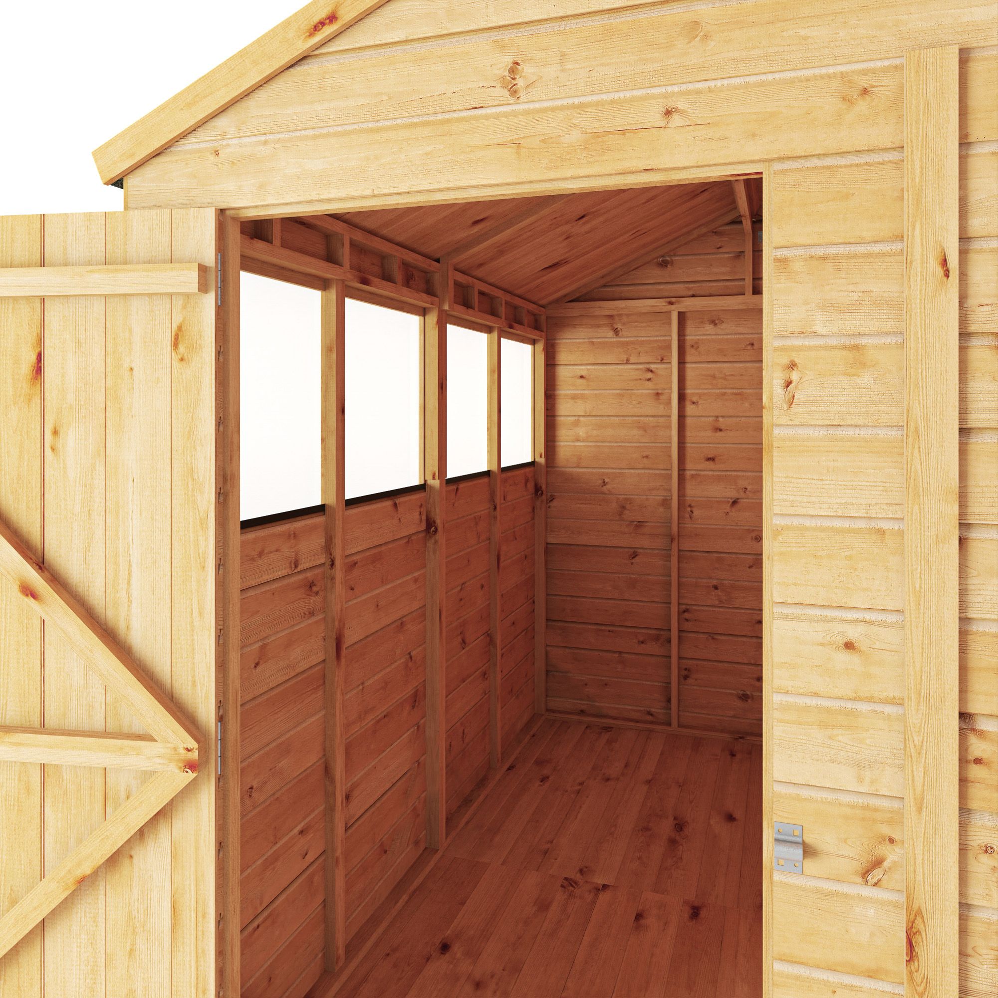 Mercia Woodsman Shiplap 8x6 ft Pent Timber Dip treated Shed with floor & 4 windows