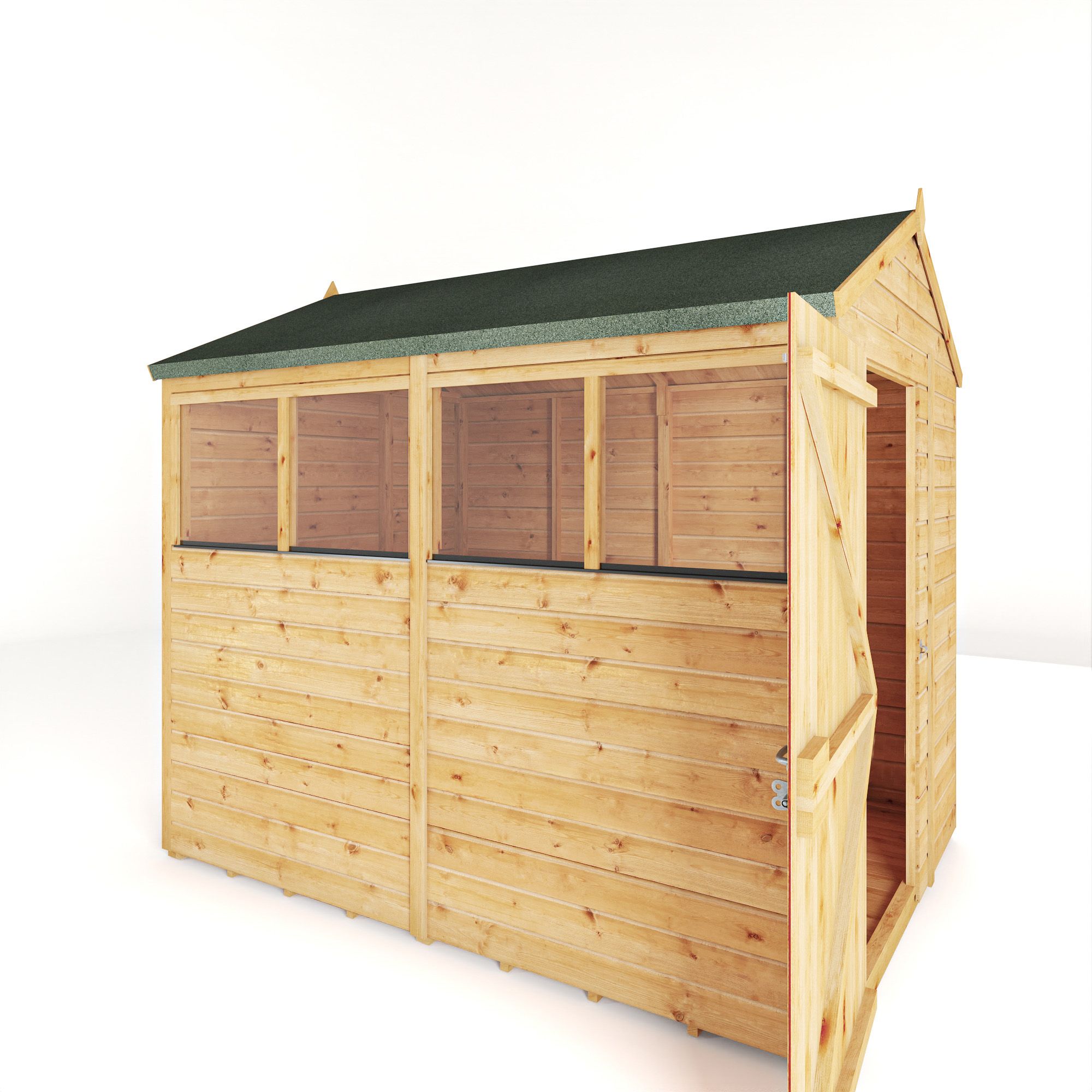 Mercia Woodsman Shiplap 8x6 ft Pent Timber Dip treated Shed with floor & 4 windows