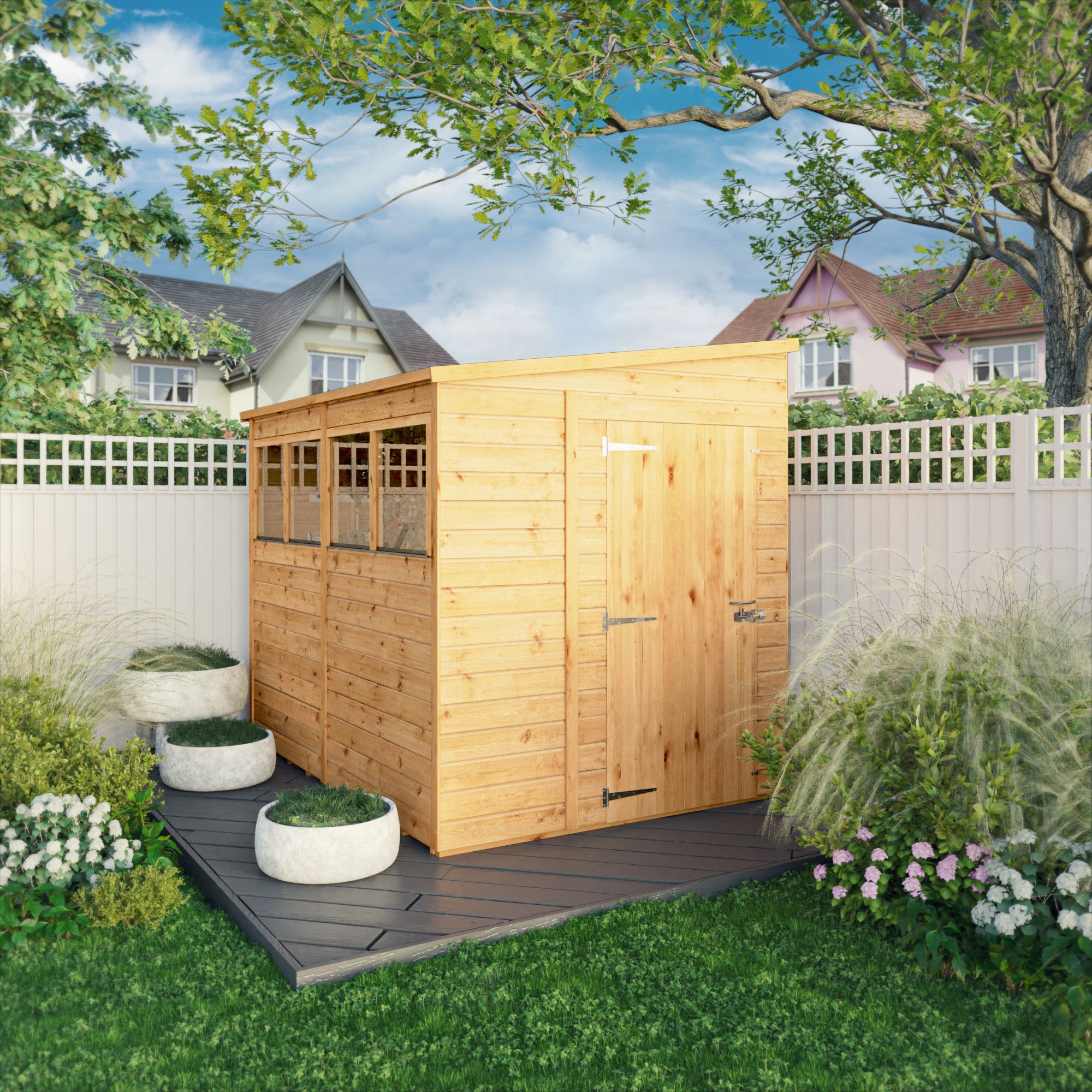Mercia Woodsman Shiplap 8x6 ft Pent Timber Dip treated Shed with floor & 4 windows